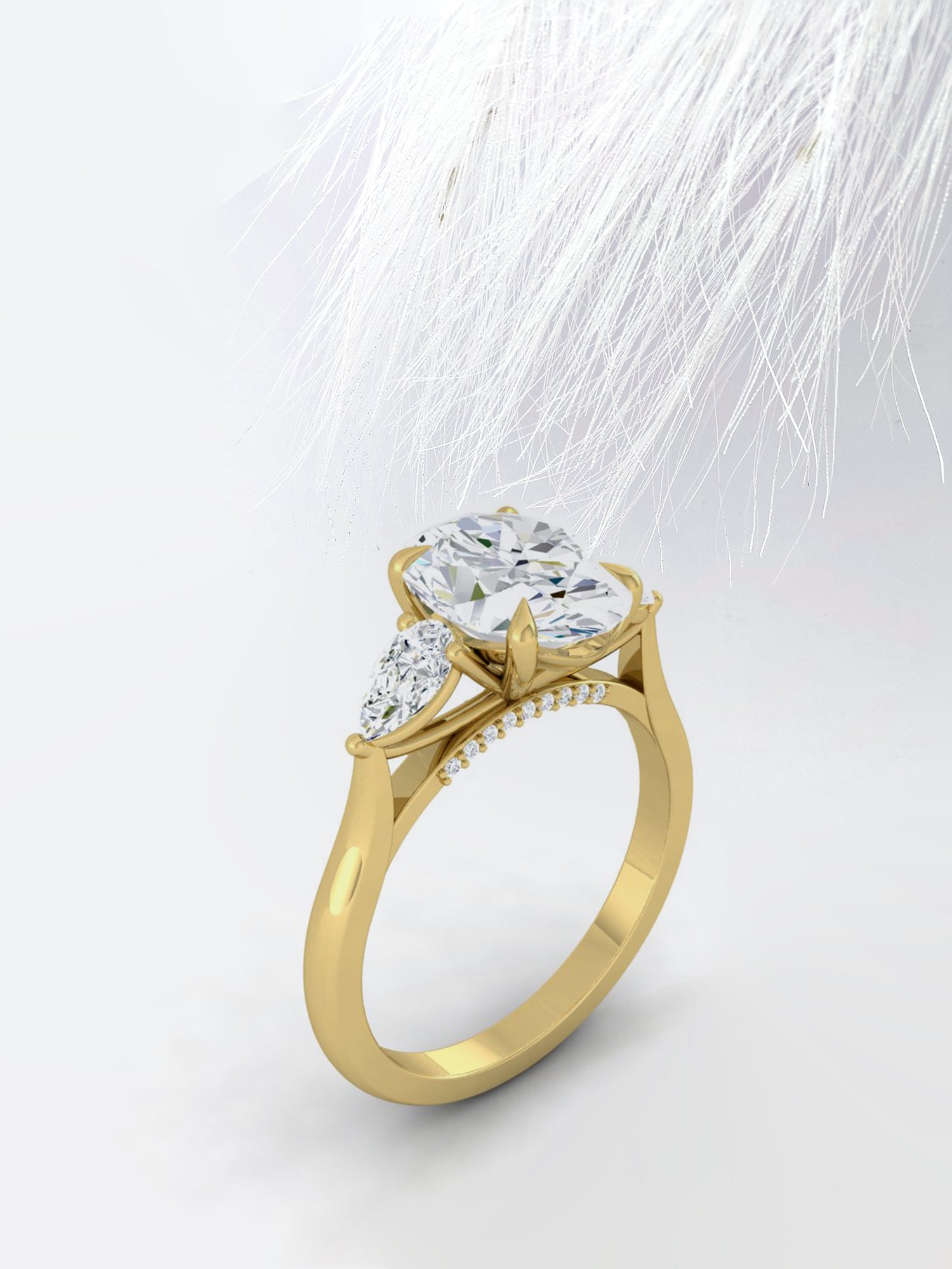 Three Stone Diamond Oval Cut Moissanite Engagement Ring For Her