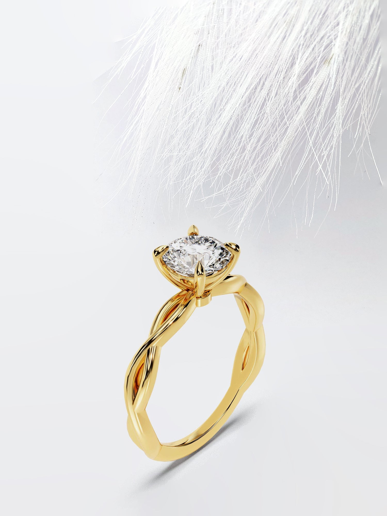 Round Cut Diamond Twisted Moissanite Engagement Ring For Women