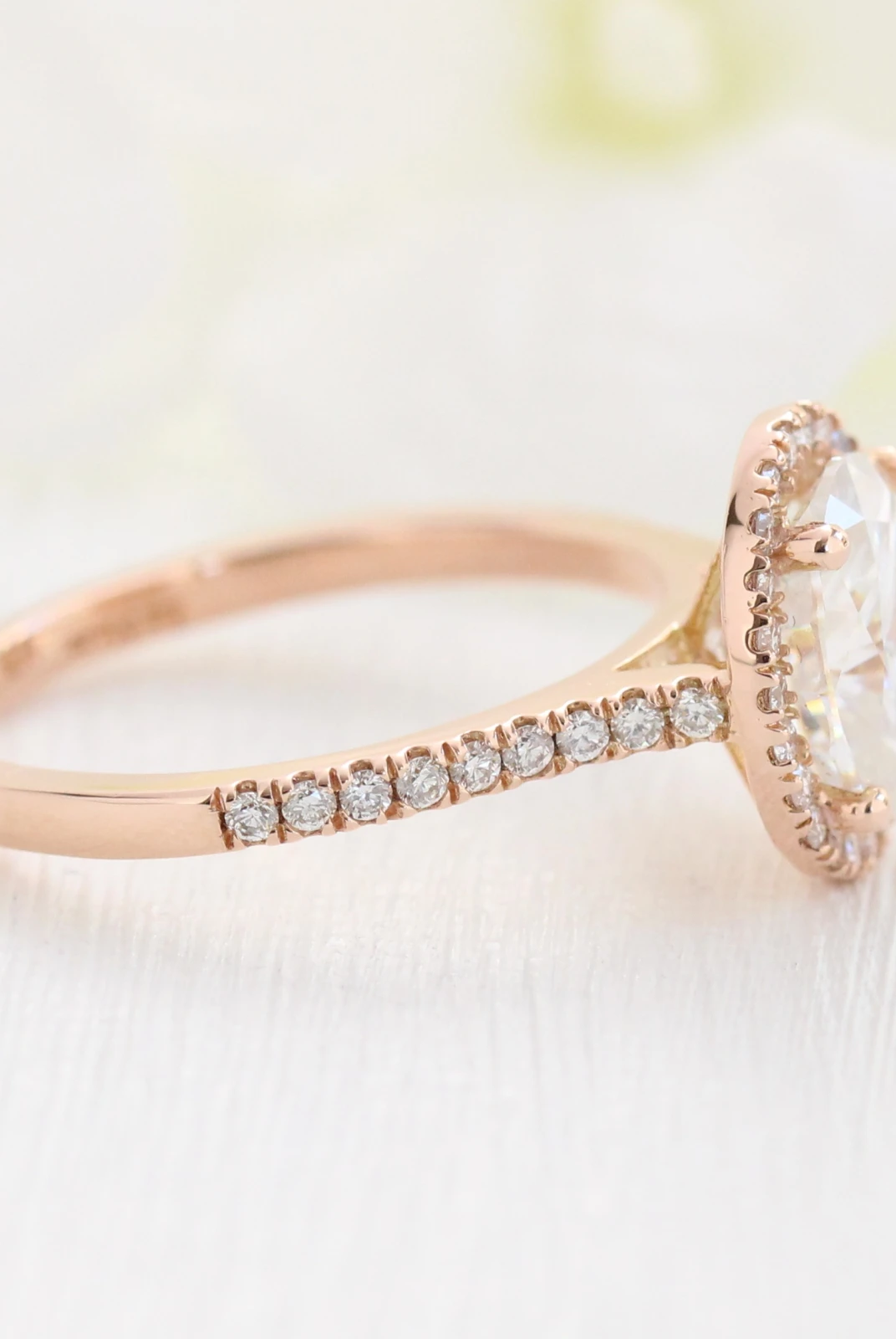 2.0CT Oval pave Moissanite Diamond Cathedral Set Halo Engagement Ring