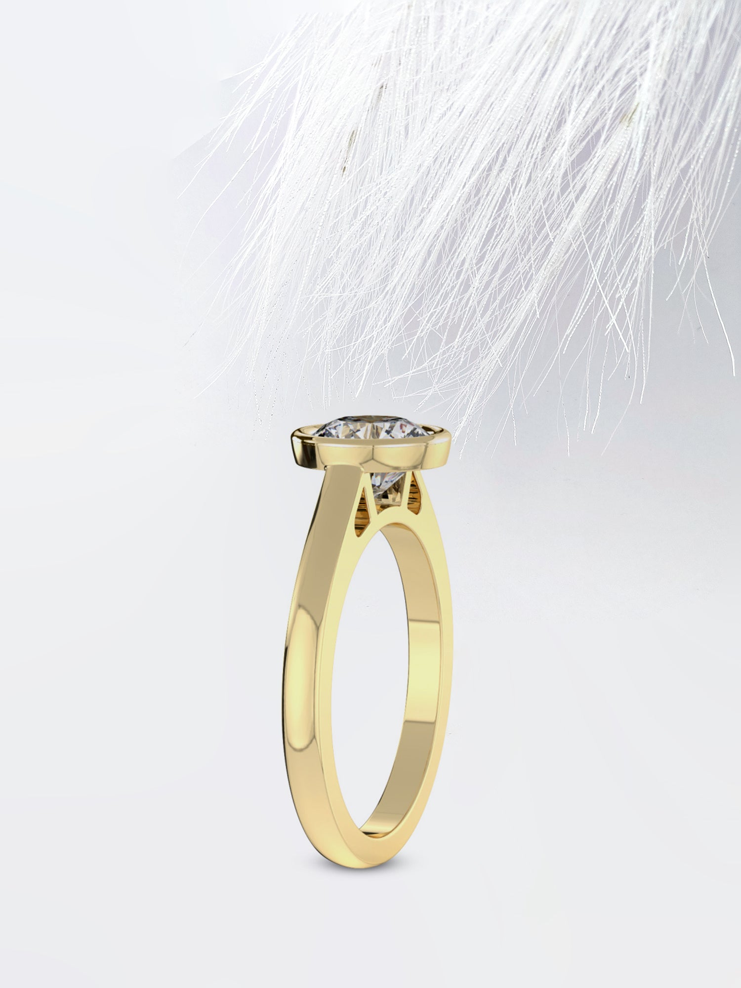 Bezel Set Round Cut Moissanite Diamond Engagement Ring For Her