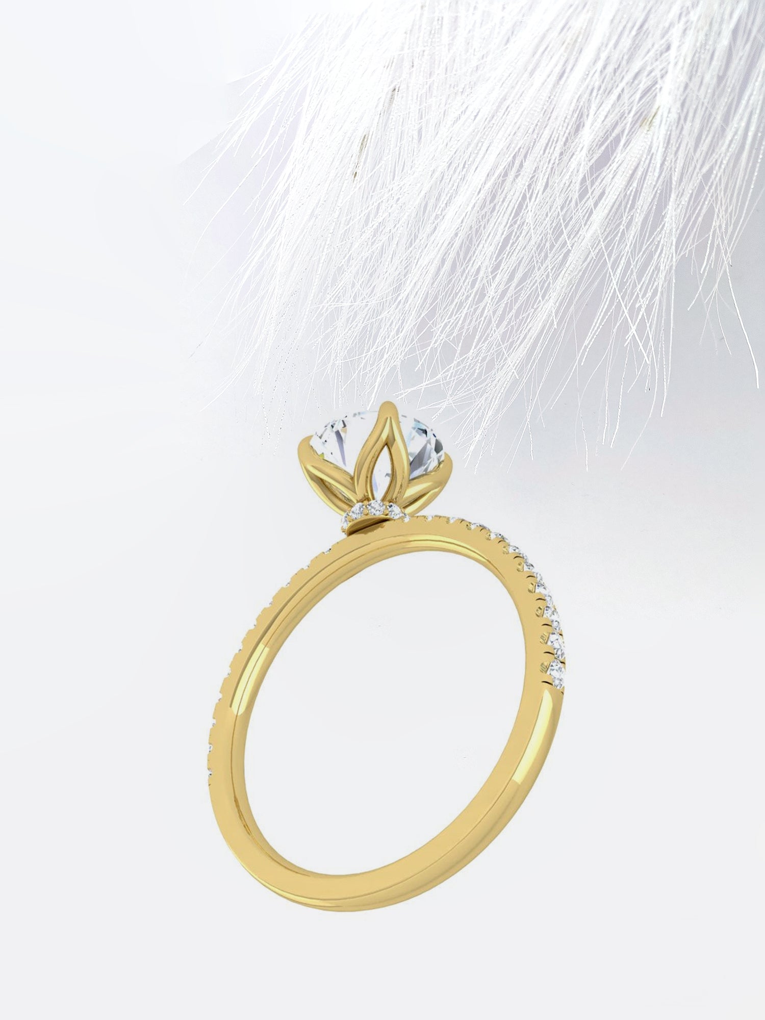 Round Cut Moissanite Pave Diamond Engagement Ring For Women