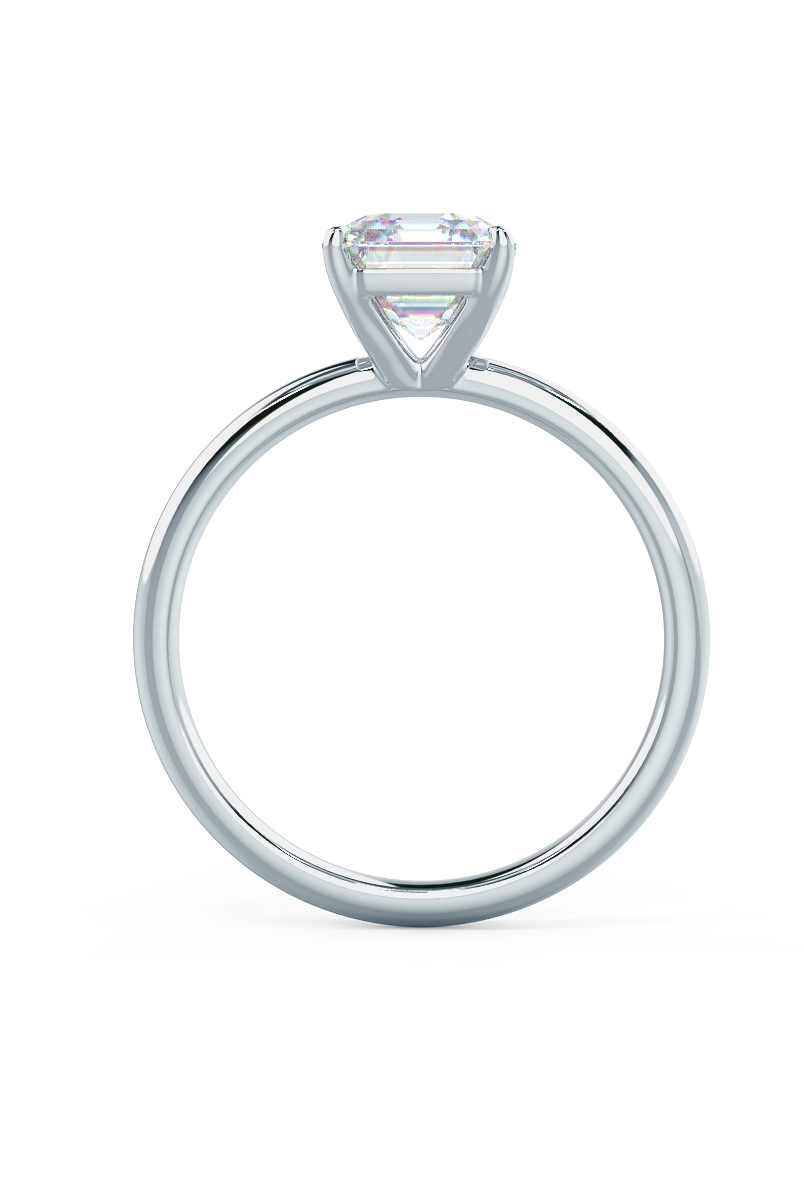 2.0ct Asscher Moissanite Diamond Solitaire Engagement Ring For Women In 14K Solid Gold