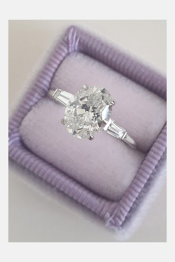 2.0ct Oval Three Stone Moissanite Diamond Solitaire Engagement Ring