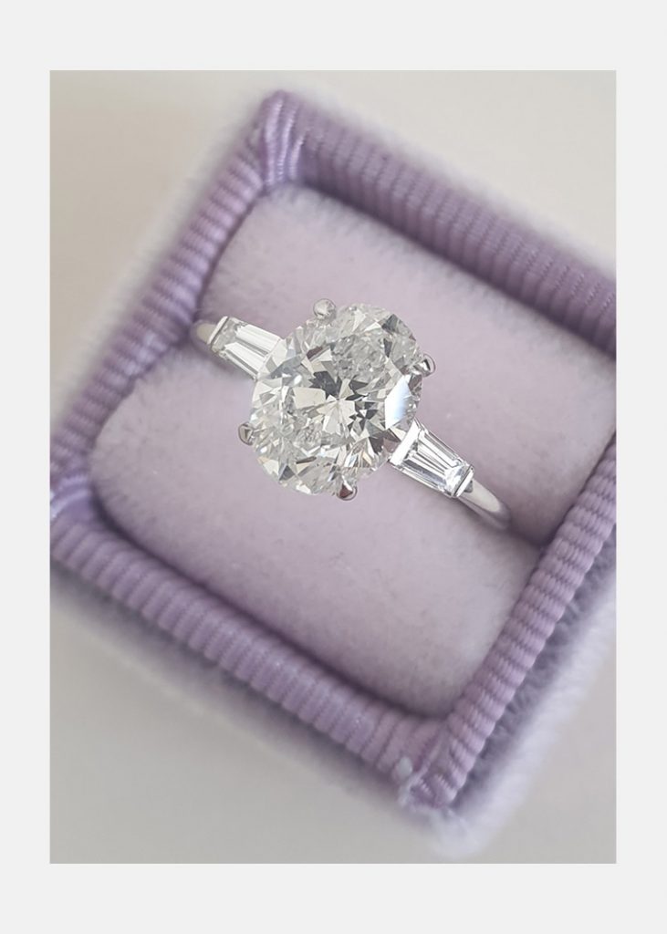 2.0ct Oval Three Stone Moissanite Diamond Solitaire Engagement Ring
