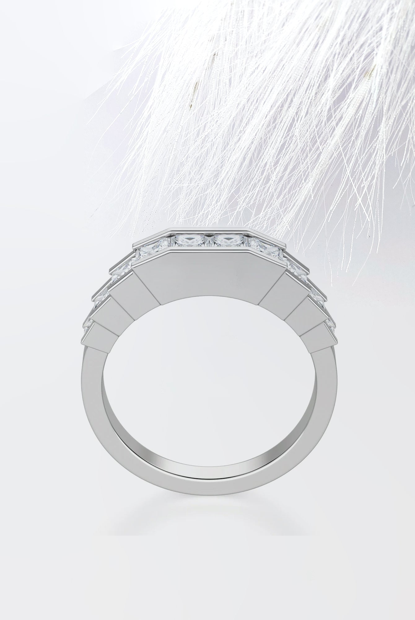 Princess Cut Moissanite Channel Set Diamond Wedding Band
