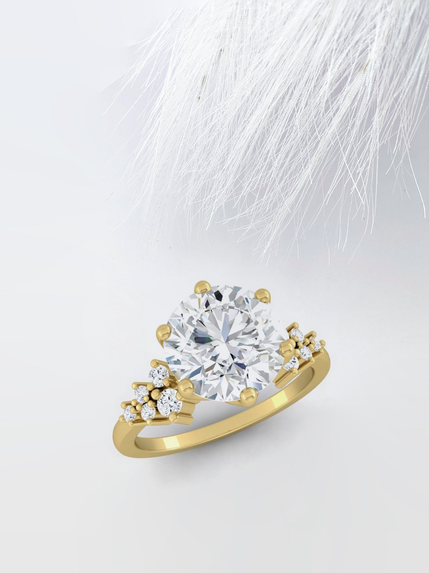 Round Cut Diamond Cluster Moissanite Engagement Ring For Her