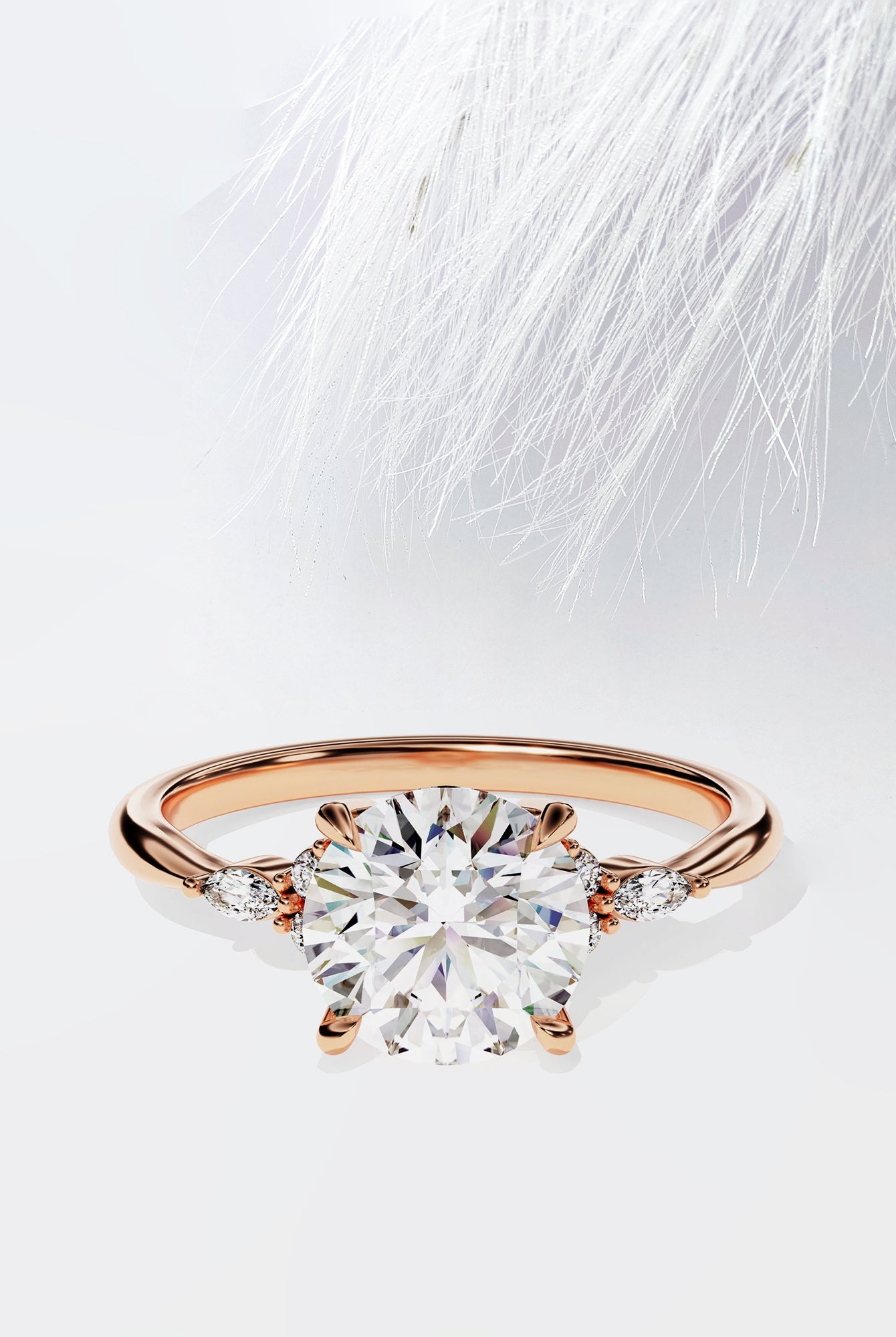 Round Cut Diamond Cluster Moissanite Engagement Ring