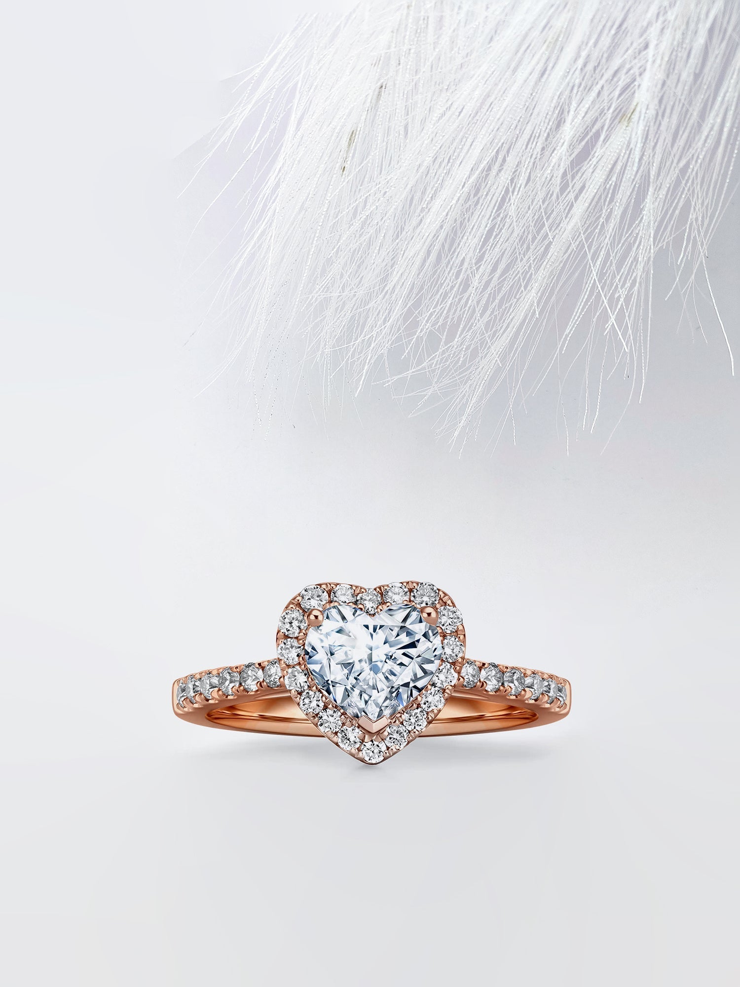 Heart Diamond Halo Moissanite Engagement Ring For Women