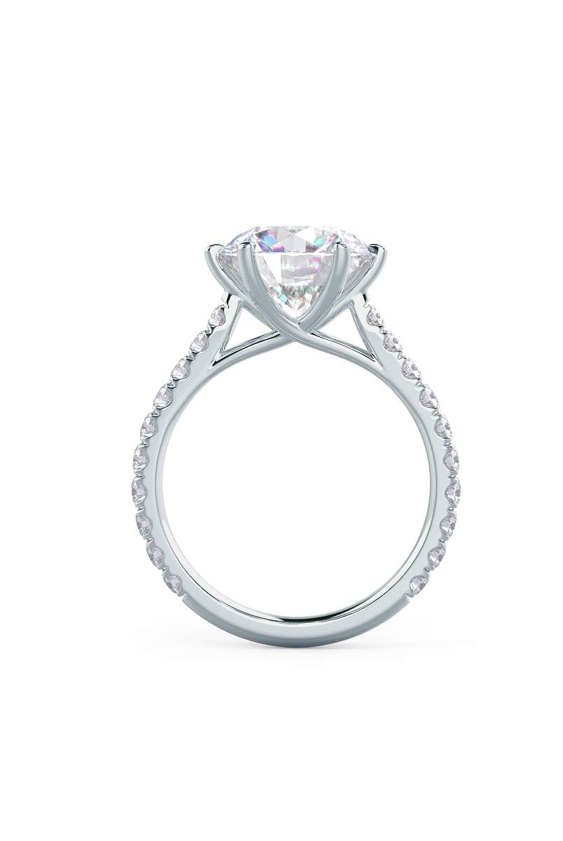 2.25CT Round Six Prong Moissanite Diamond Pave Engagement Ring For Women