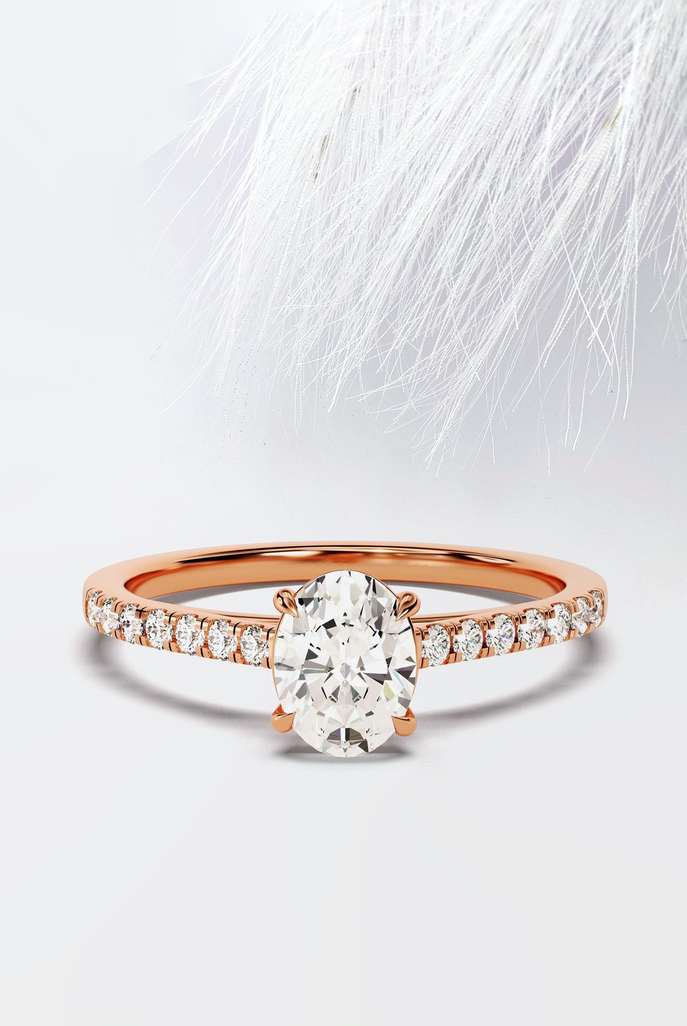 Oval Cut Diamond Moissanite Pave Engagement Ring For Women