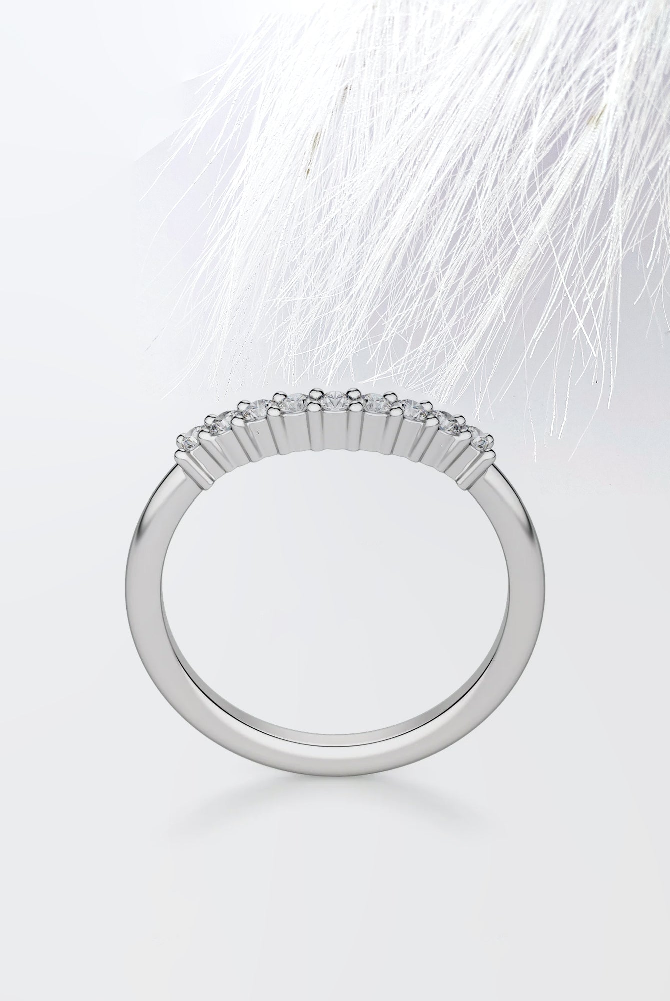 Round Cut Moissanite Diamond Wedding Band in White Gold