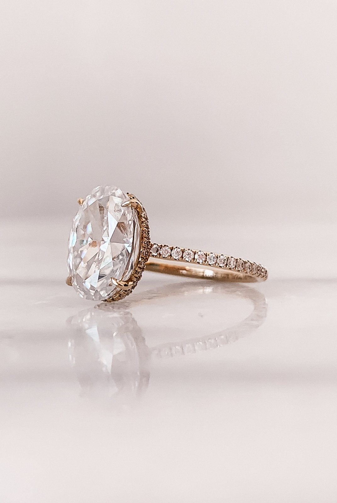 2.80CT Oval Pave Moissanite Diamond Hidden Halo Open Engagement Ring