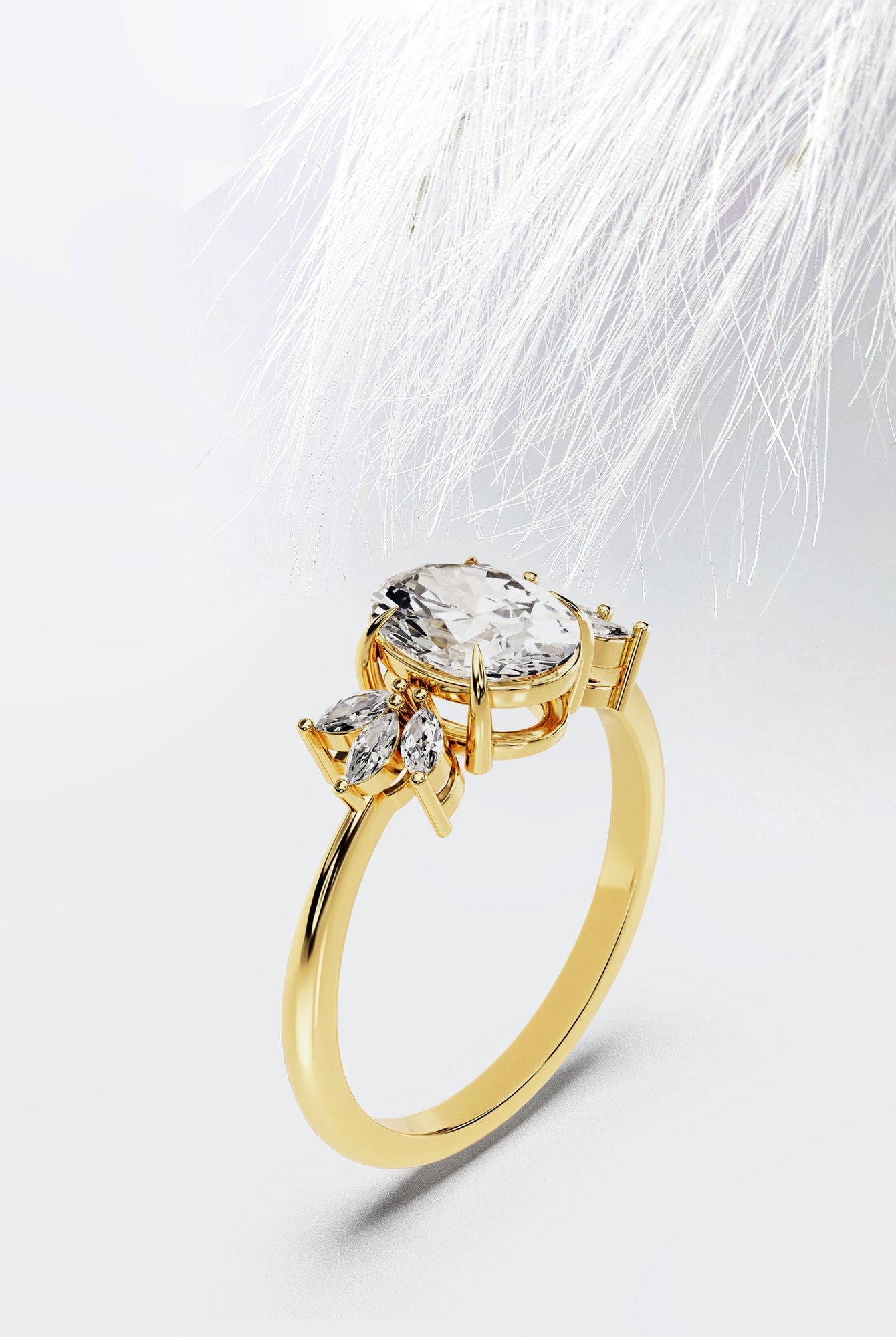 Oval Cut Diamond Cluster Moissanite Engagement Ring For Her