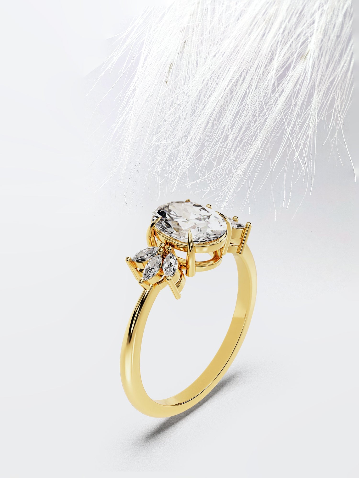 Oval Cut Diamond Cluster Moissanite Engagement Ring For Her