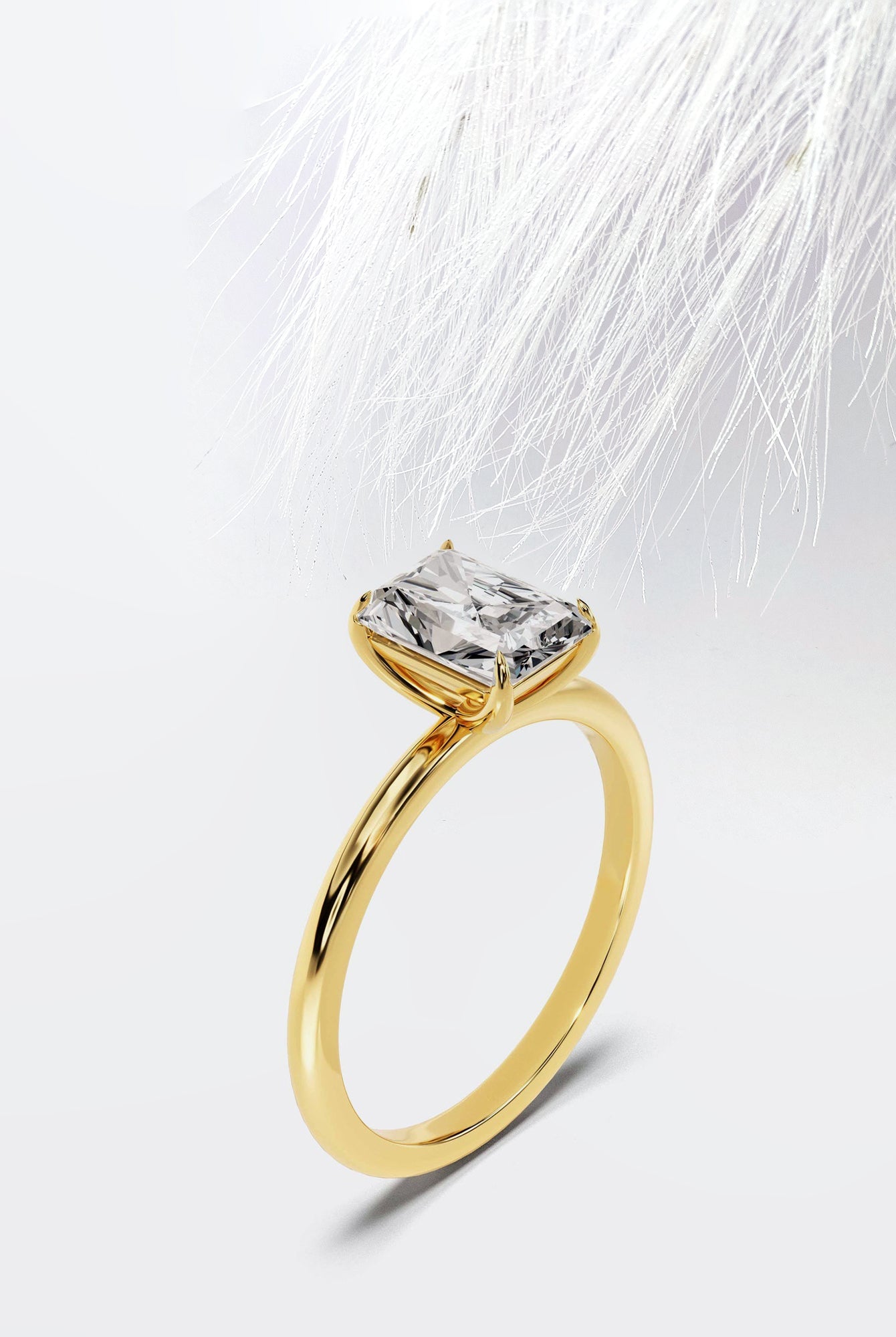 Radiant Cut Moissanite Solitaire Diamond Engagement Ring