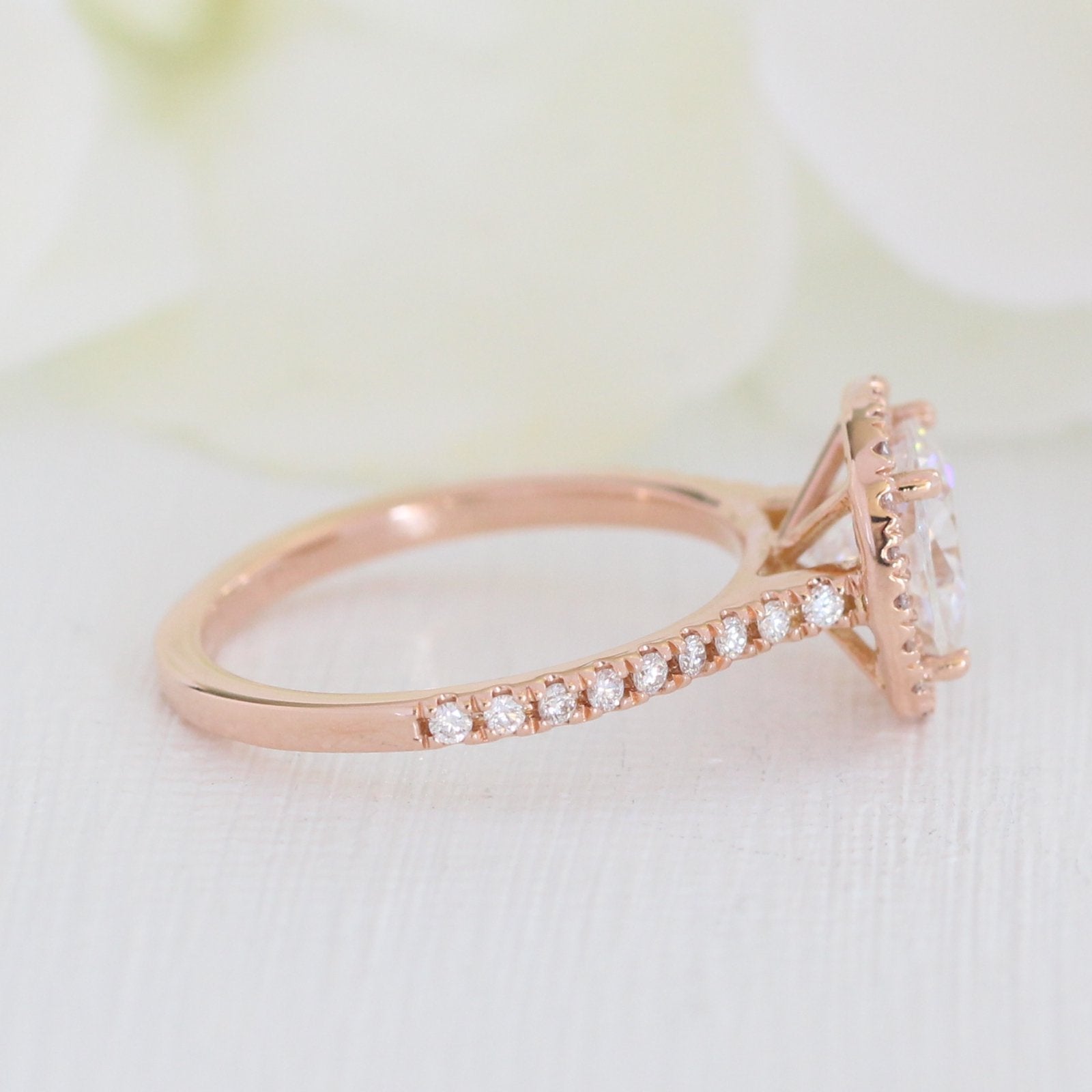 1.65CT Cathedral Set Cushion Halo Moissanite Diamond Engagement Ring