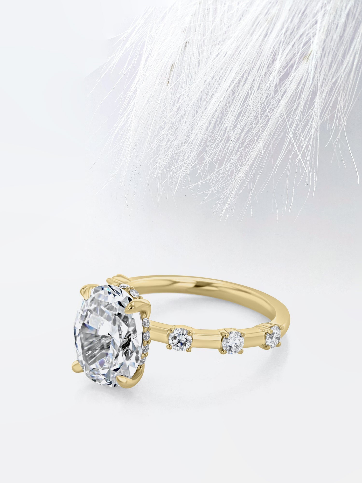 Oval Cut Diamond Petite Pave Moissanite Engagement Ring For Her