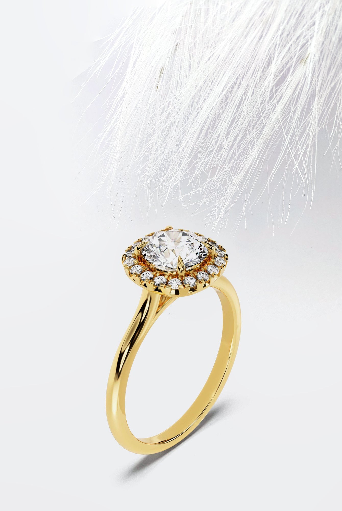 Round Cut Moissanite Diamond Halo Engagement Ring For Her