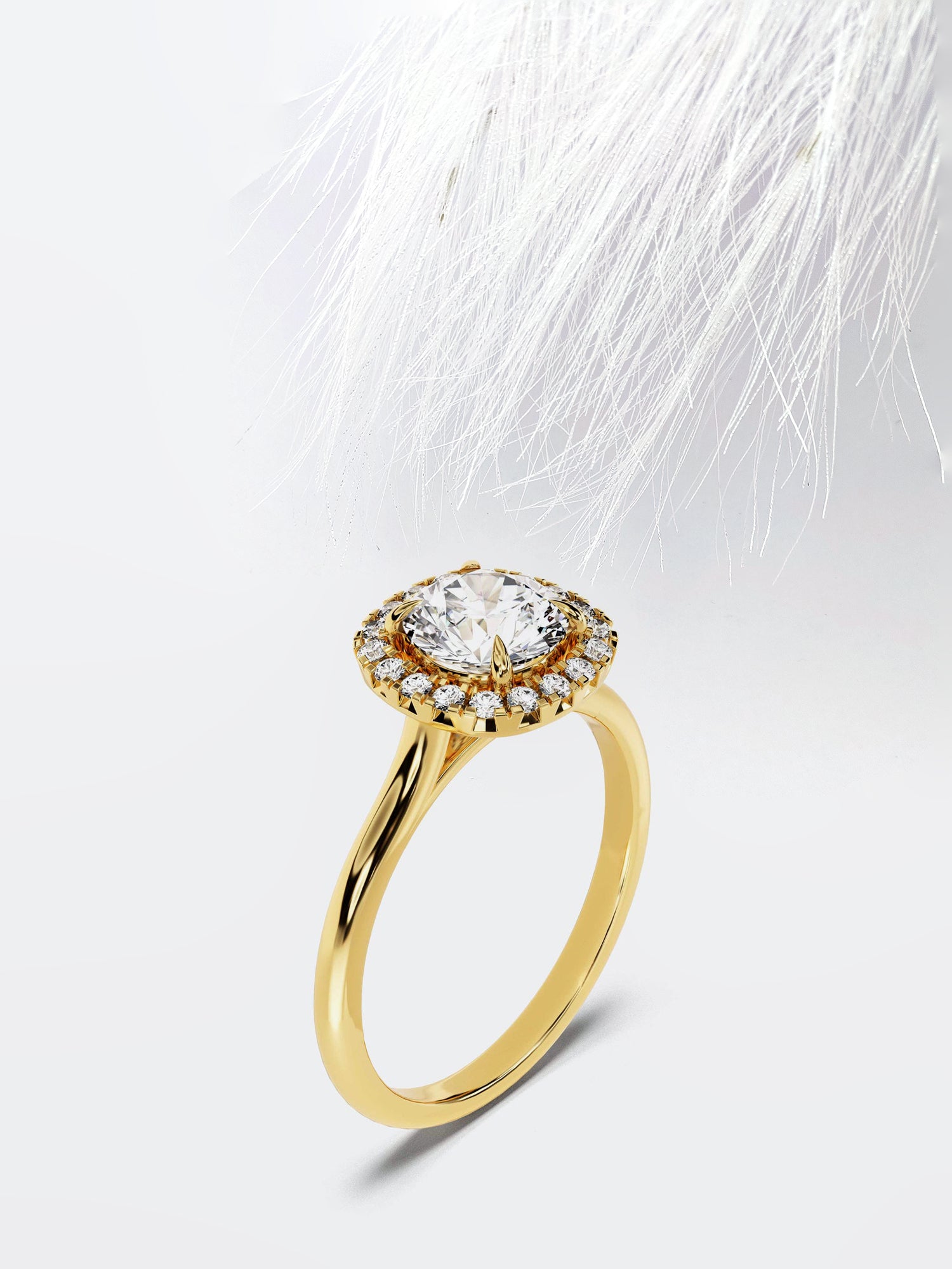 Round Cut Moissanite Diamond Halo Engagement Ring For Her