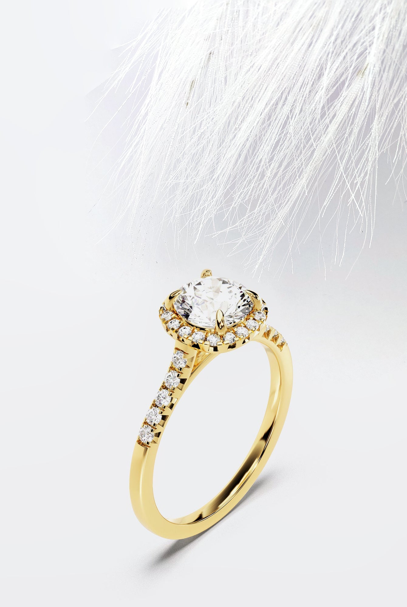 Round Cut Diamond Halo Moissanite Engagement Ring For Women