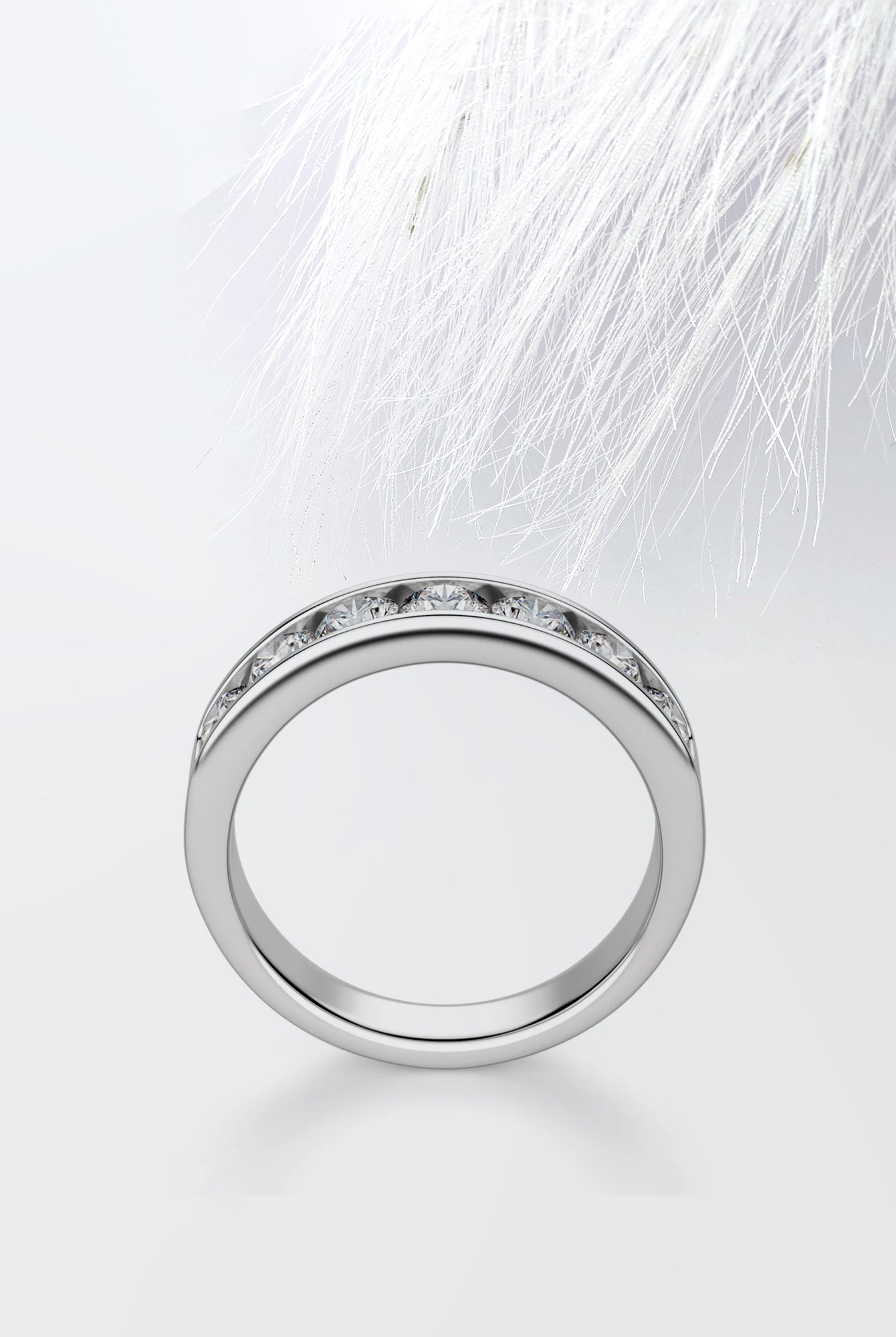 Round Cut Moissanite Seven Stone Diamond Wedding Band