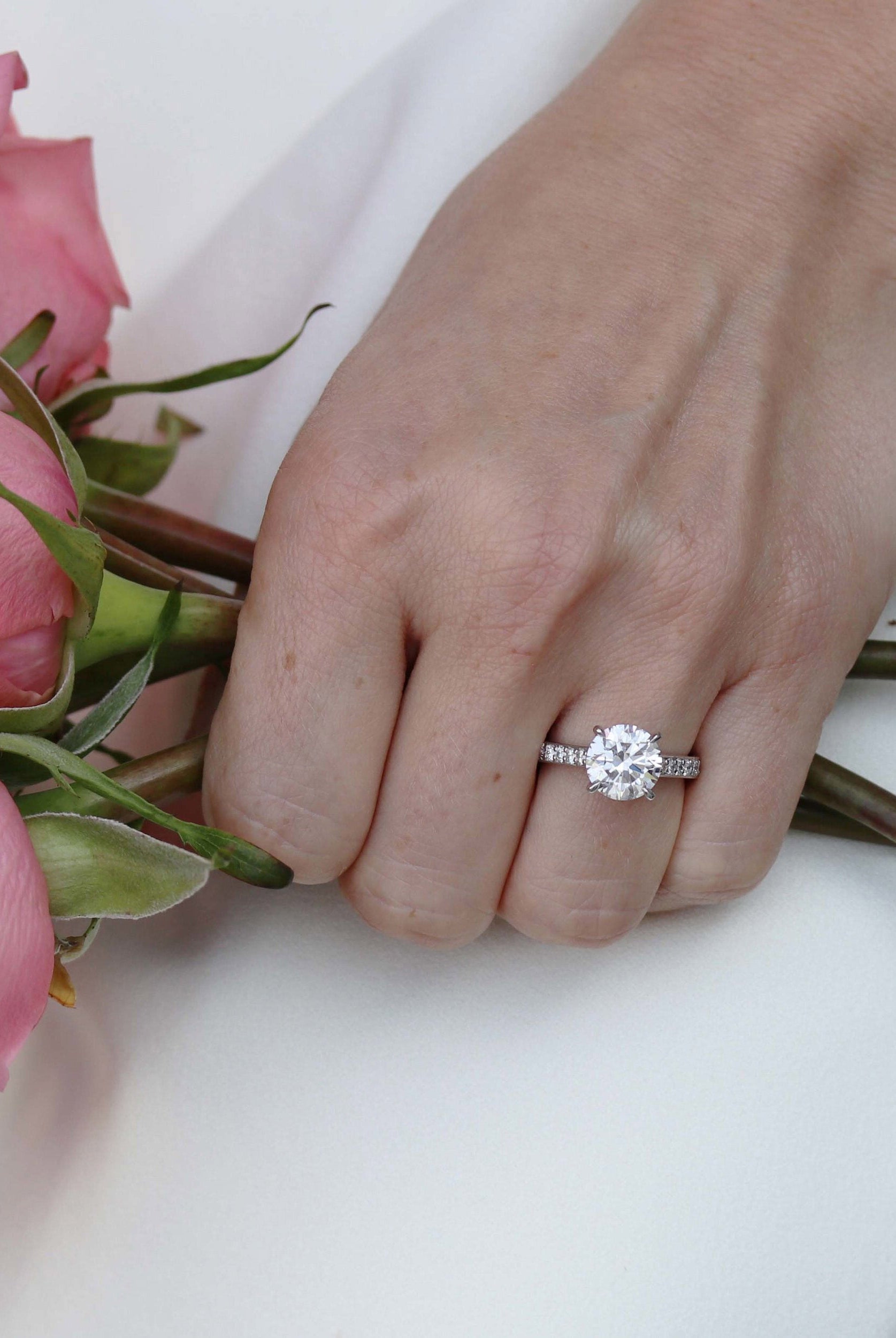 Pave Moissanite Engagement Ring