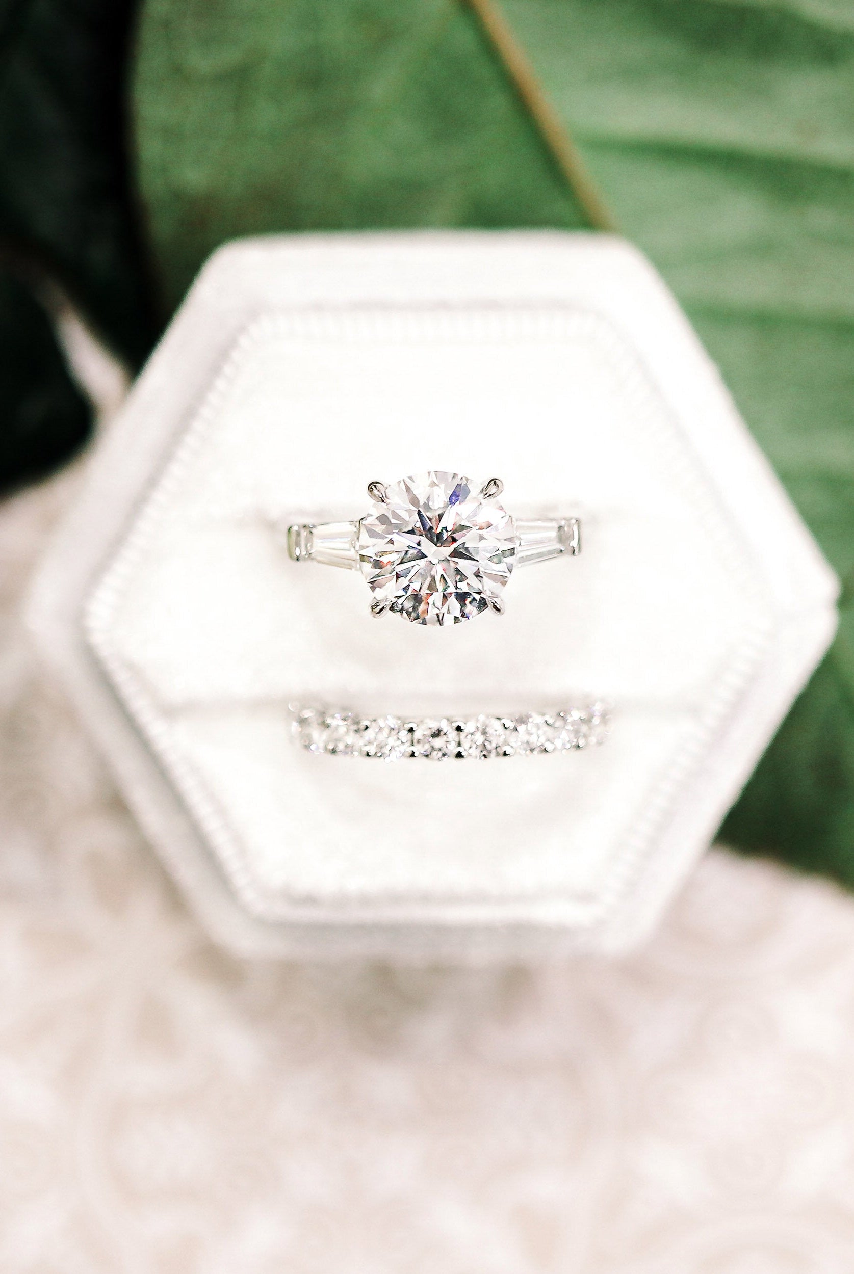 2.0CT Cathedral Set Round Moissanite Diamond Three Stone Engagement Ring