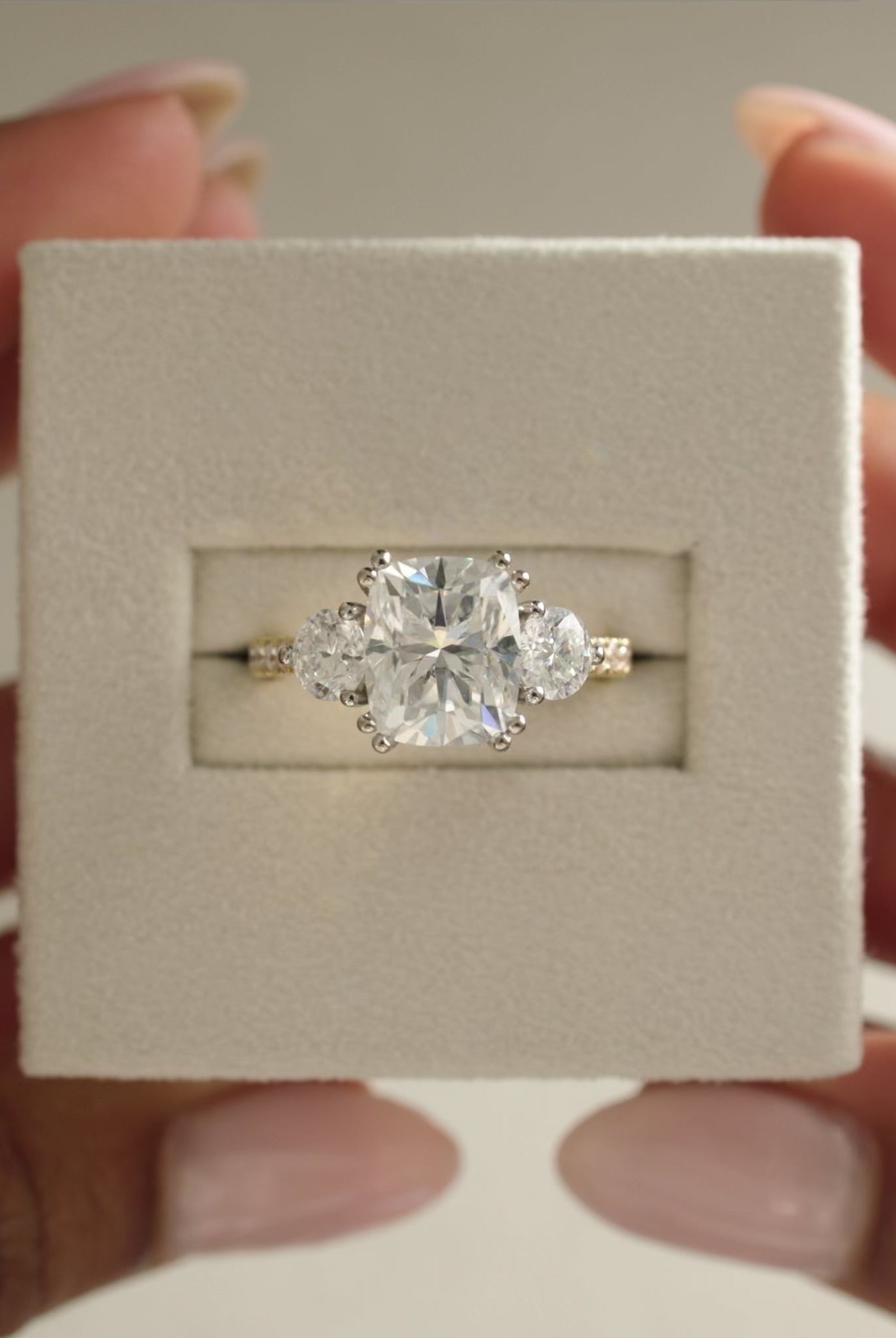 3 Carat Elongated Cushion Moissanite Ring