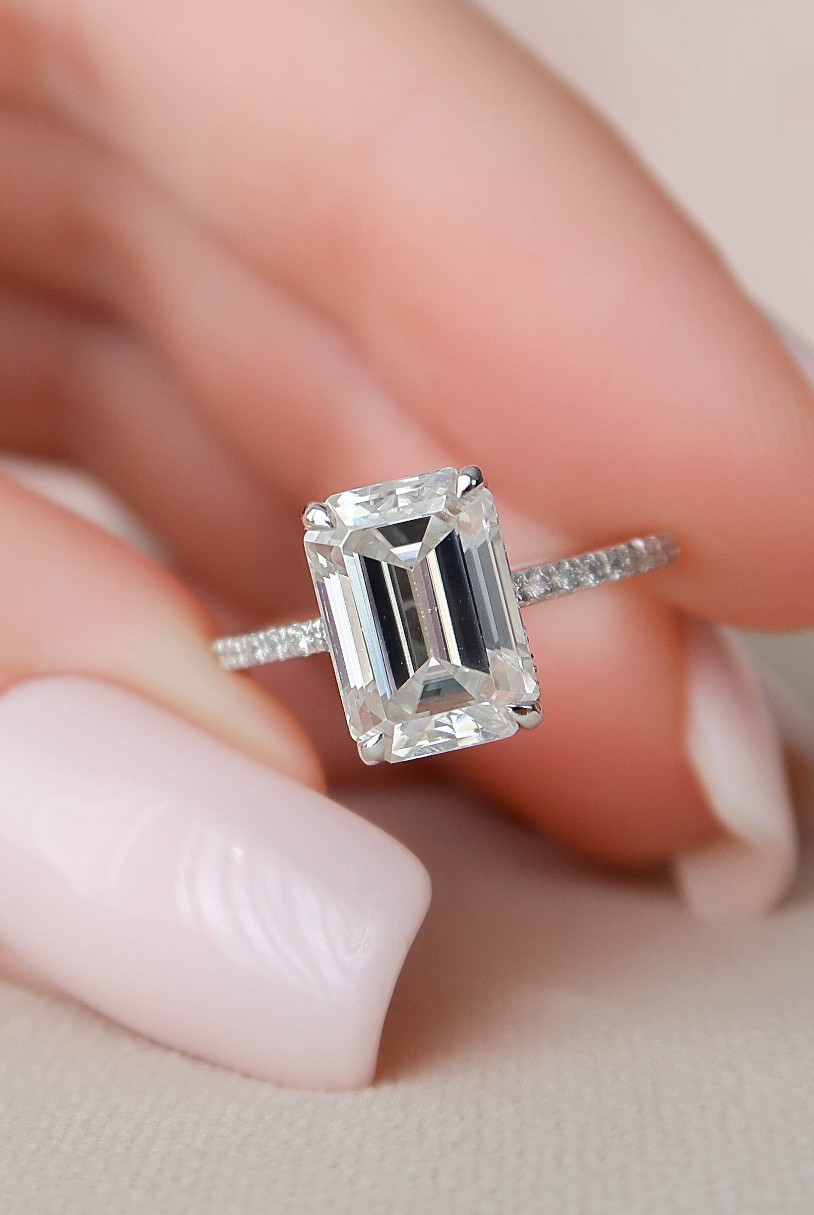 Emerald Cut Moissanite Ring