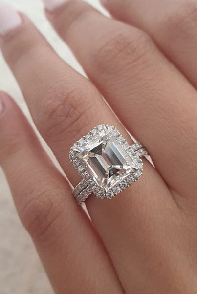 Emerald Cut Moissanite Engagement Ring