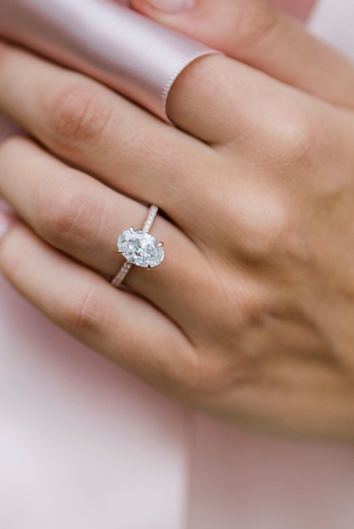 Oval Hidden Halo Moissanite Ring