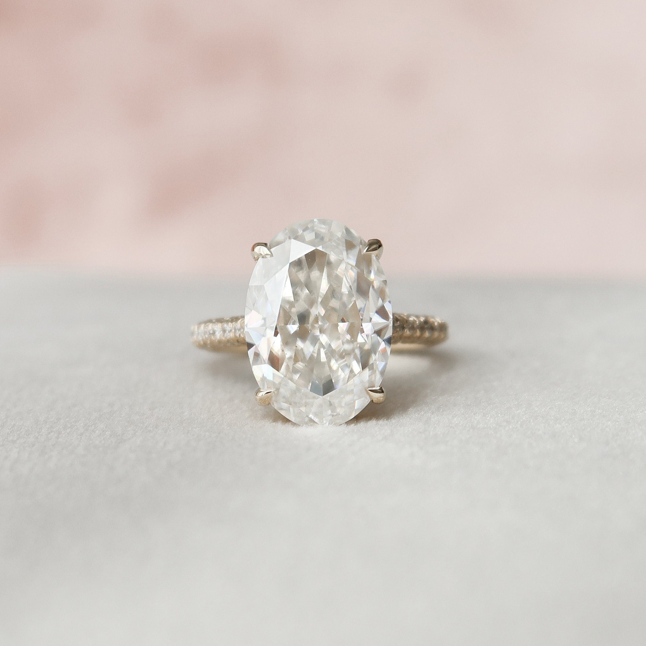 Three Sided Pave Moissanite Ring