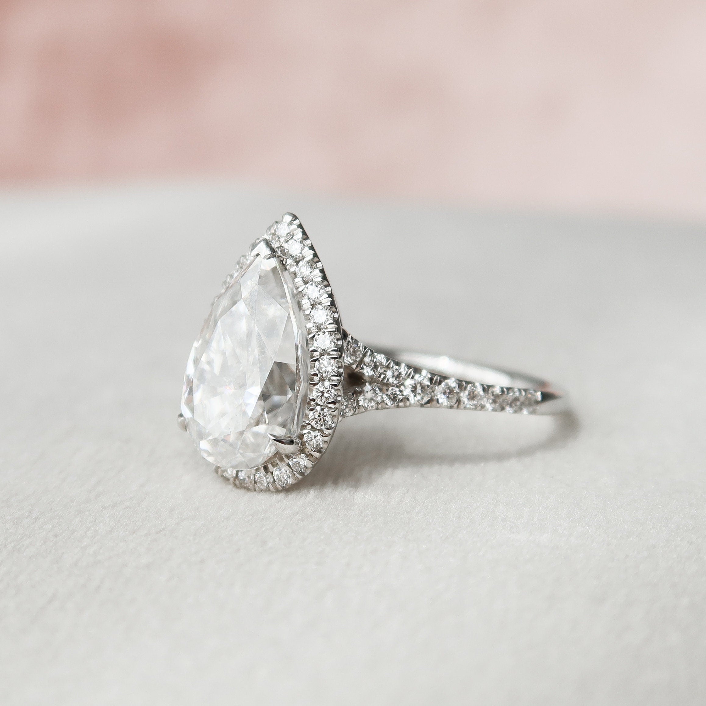 Pear Halo Ring