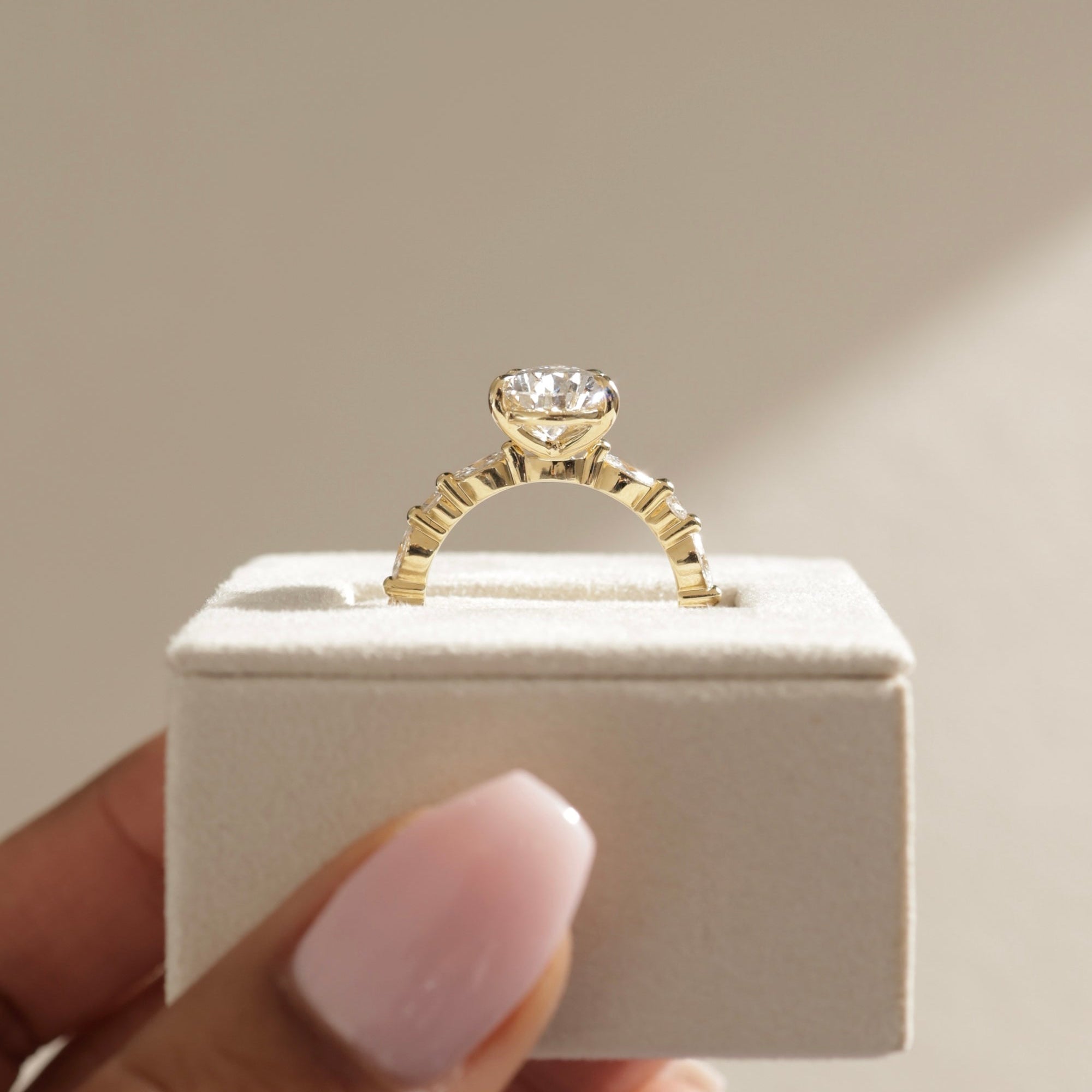 yellow gold pear ring, dainty pear shaped diamond ring, elegant pear diamond ring, pear shaped ring for her, pear cut diamond with side stones