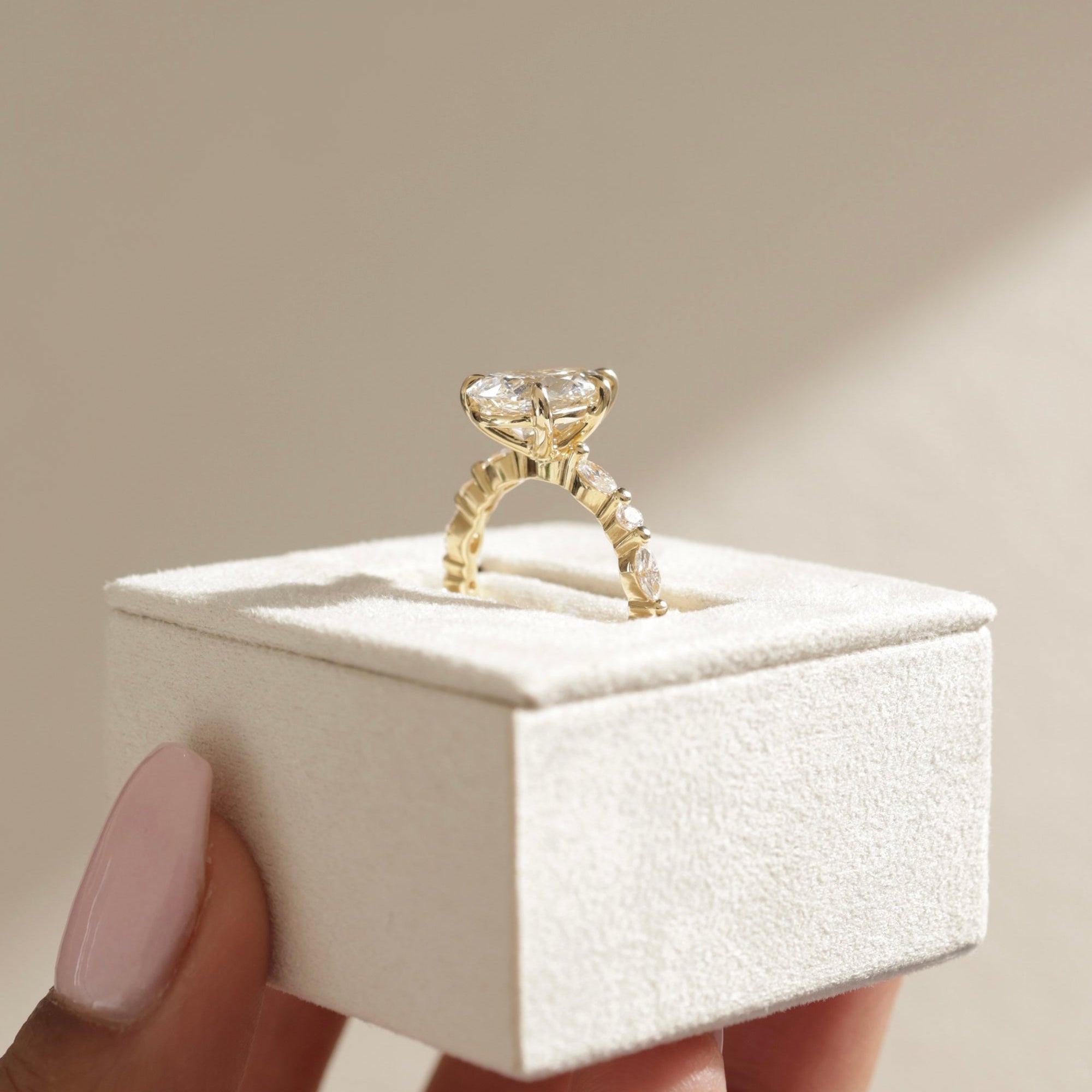 pavé band engagement ring, gold pavé setting ring, white gold pavé diamond ring, pear cut diamond engagement ring, white gold pear diamond ring, rose gold pear engagement ring