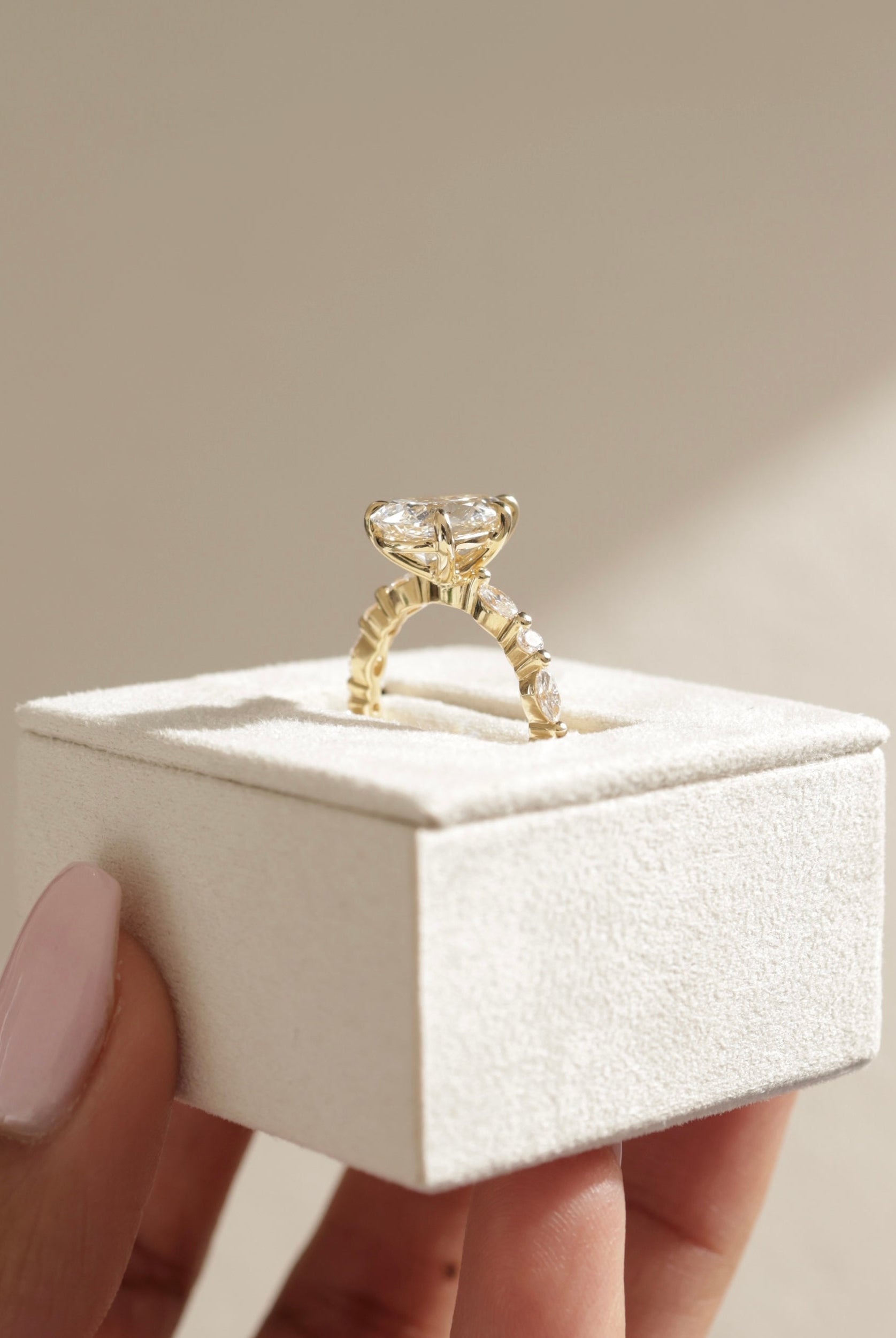 pavé band engagement ring, gold pavé setting ring, white gold pavé diamond ring, pear cut diamond engagement ring, white gold pear diamond ring, rose gold pear engagement ring