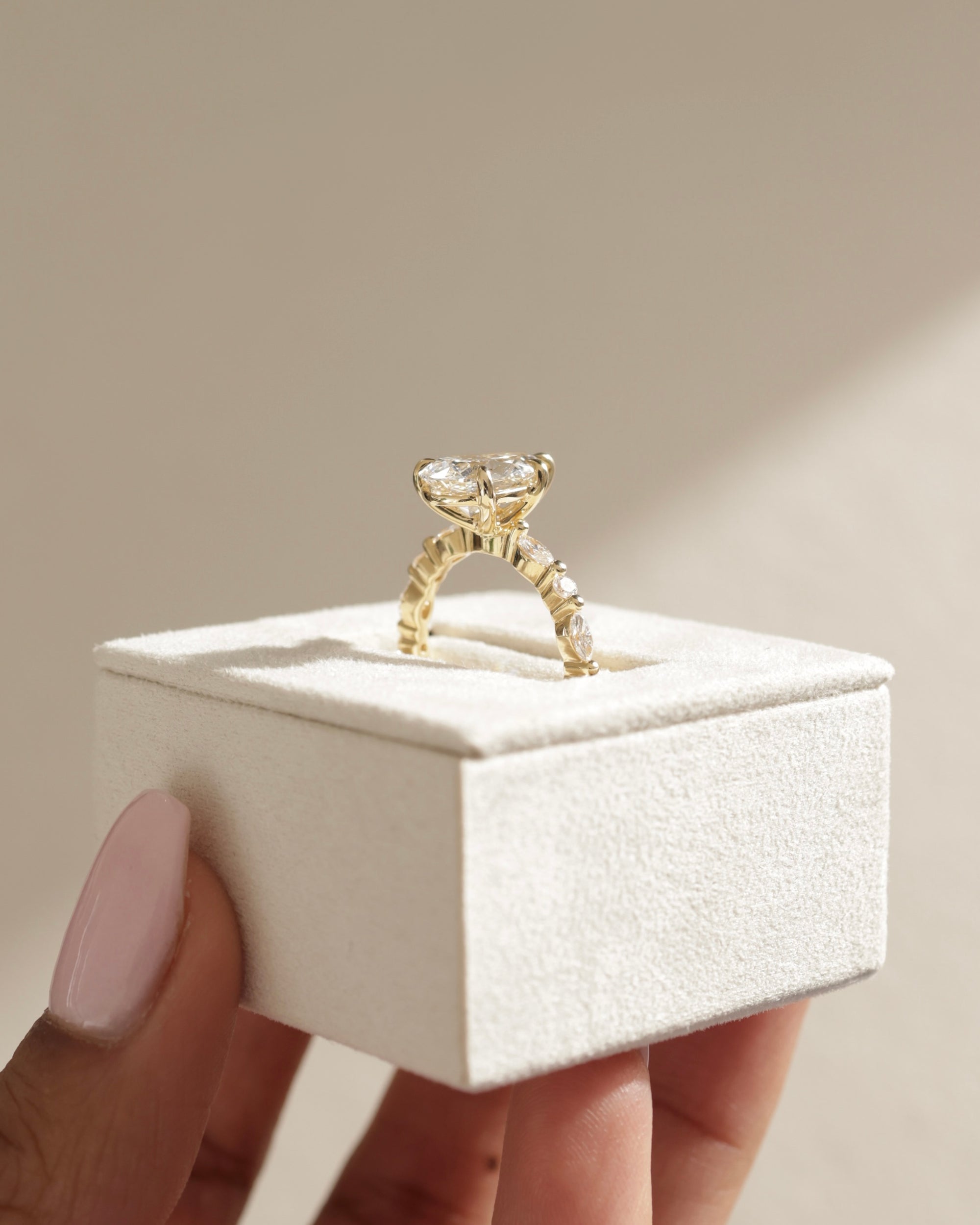 pavé band engagement ring, gold pavé setting ring, white gold pavé diamond ring, pear cut diamond engagement ring, white gold pear diamond ring, rose gold pear engagement ring