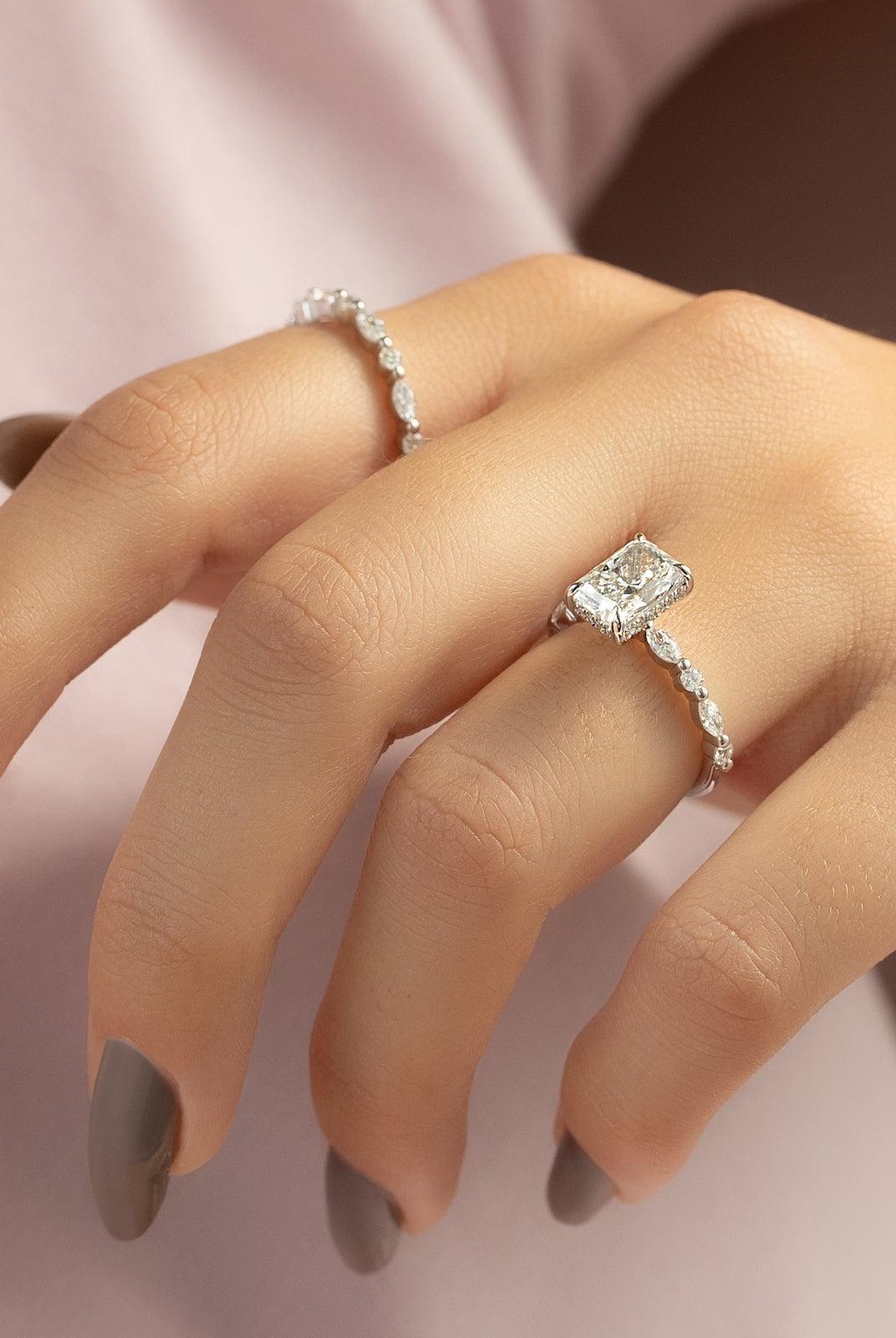 Radiant Moissanite Diamond Ring