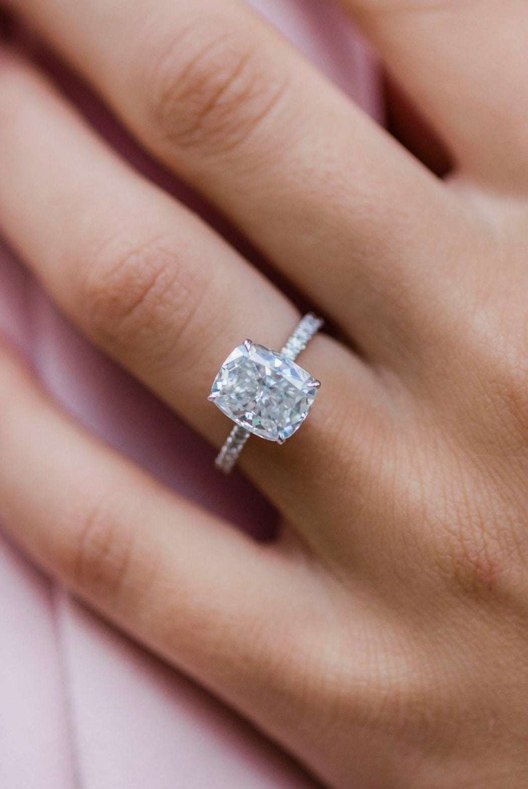 Elongated Cushion Moissanite Engagement Ring