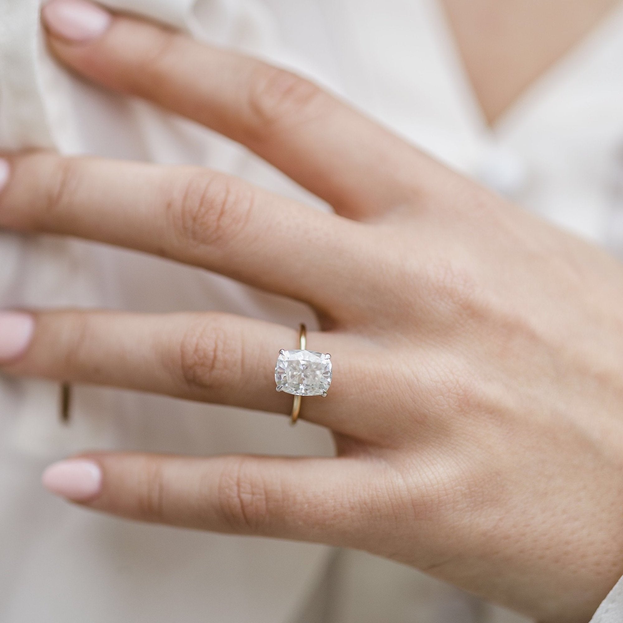 Elongated Cushion Cut Moissanite Ring