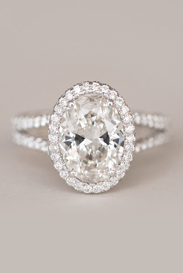 Oval Moissanite Halo Engagement Ring
