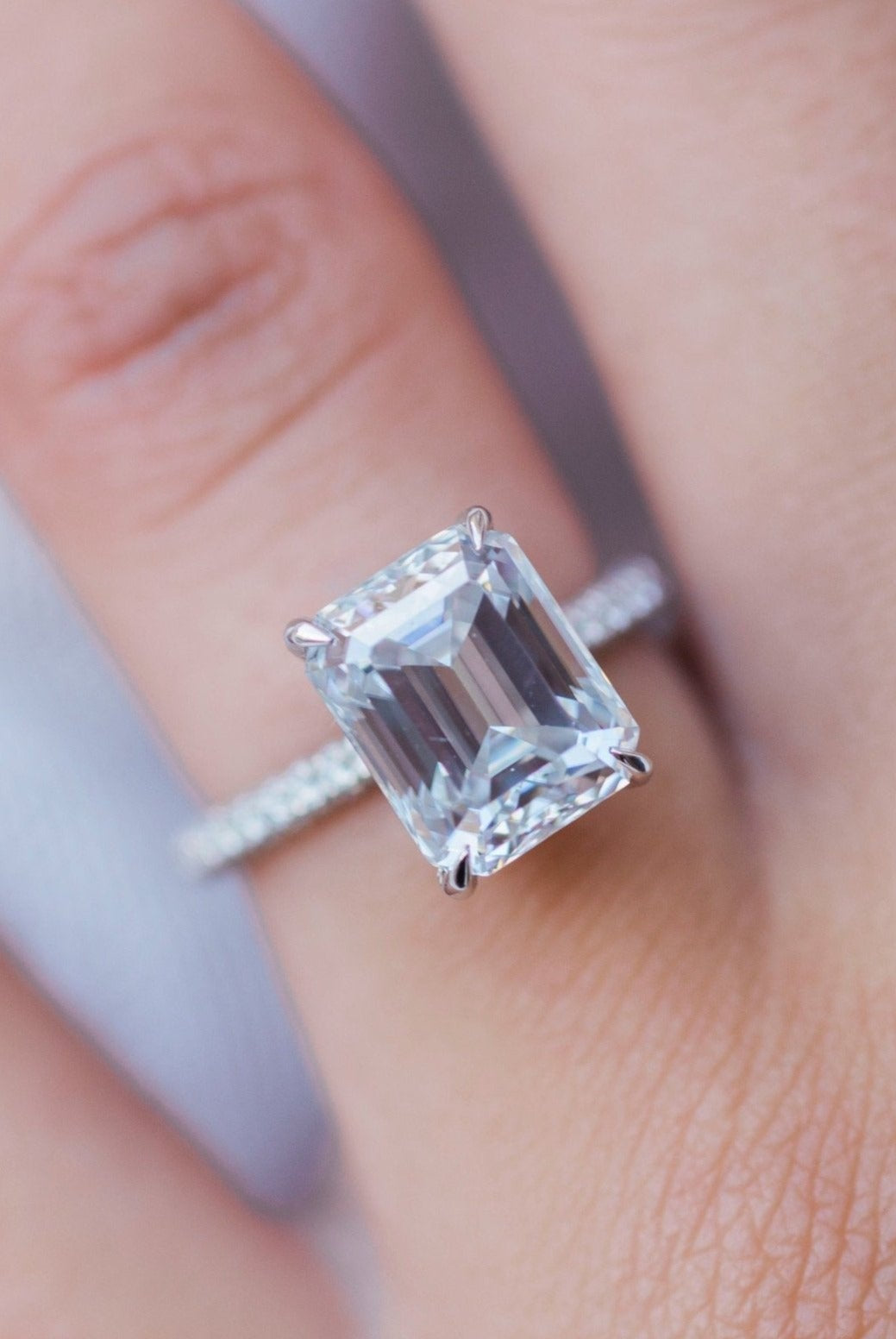 Emerald Cut Moissanite Engagement Ring