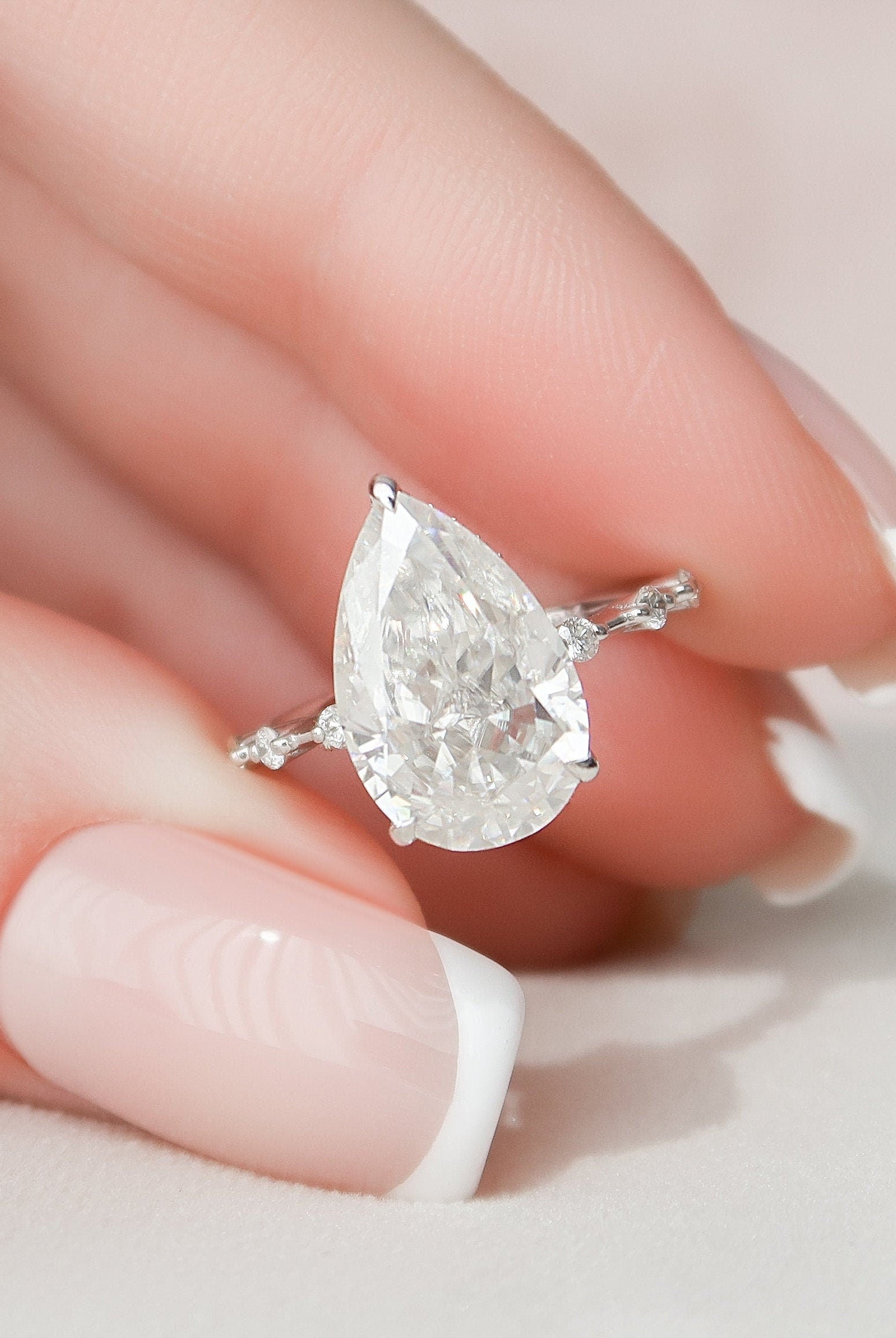 Pear Moissanite Engagement Ring