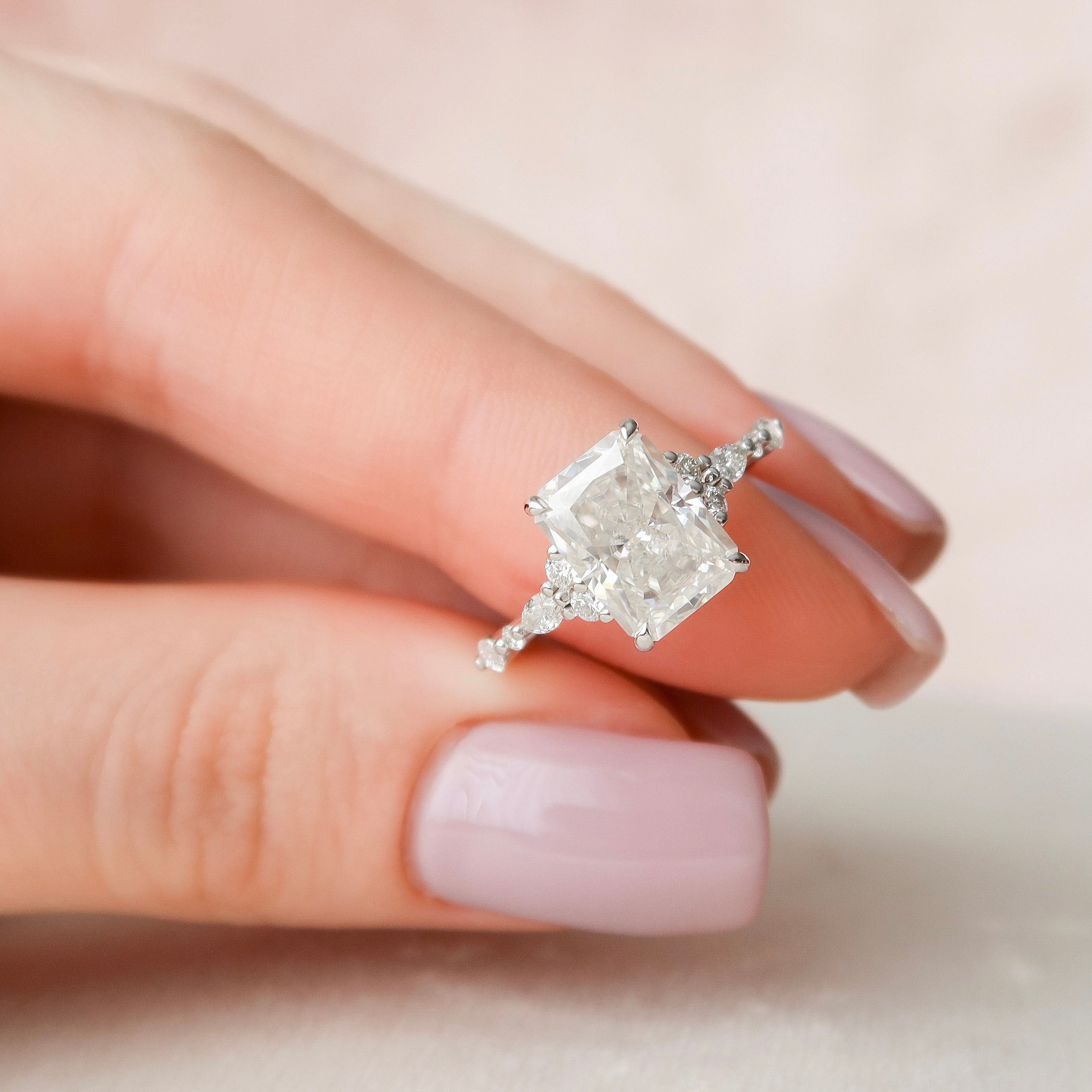Radiant Moissanite Engagement Ring