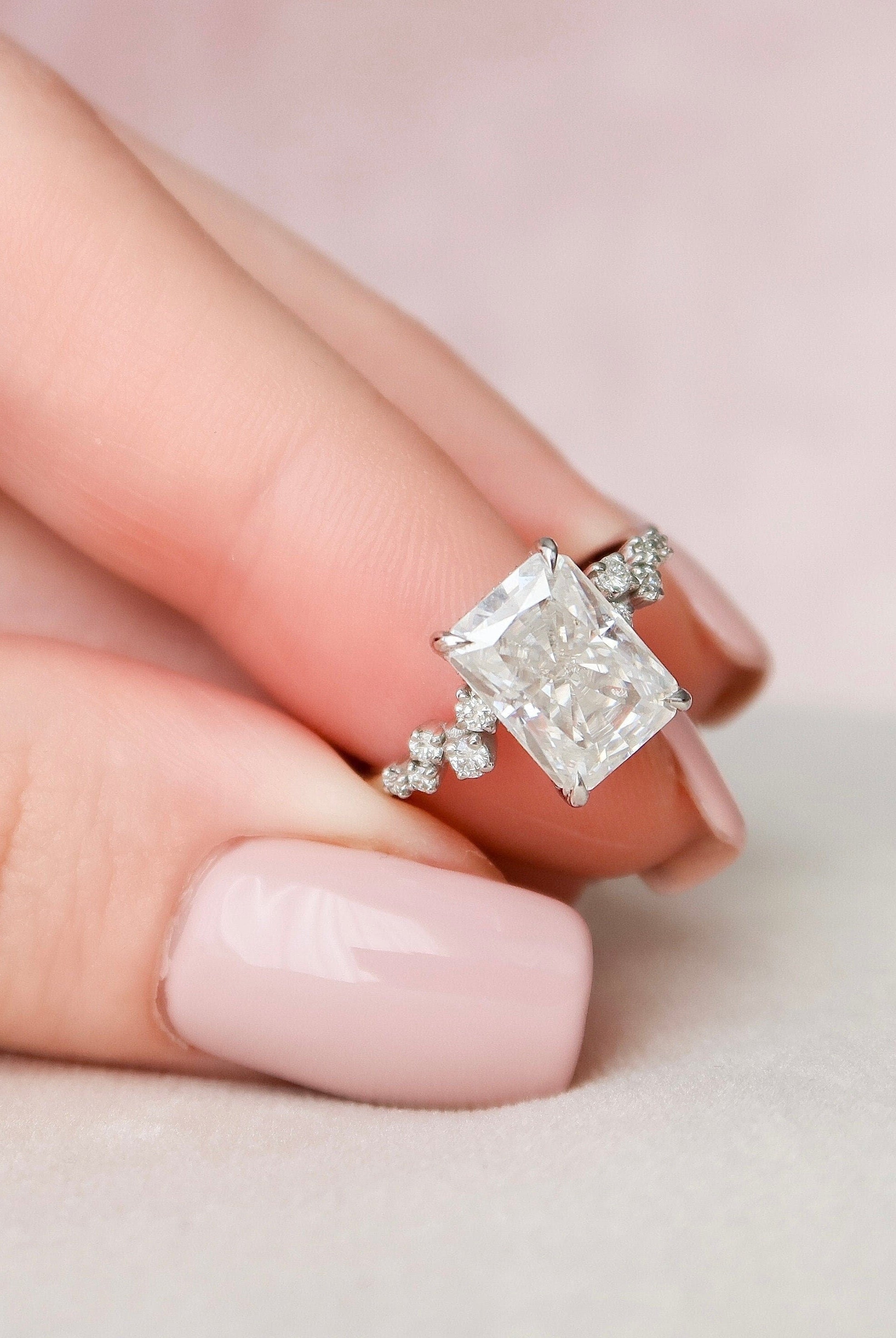 Radiant Cut Moissanite Engagement Ring