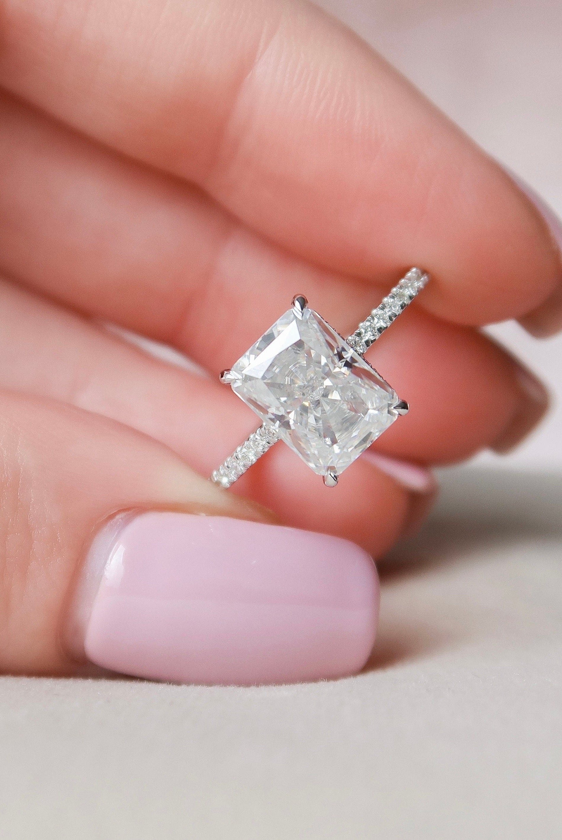 Moissanite engagement rings on a budget