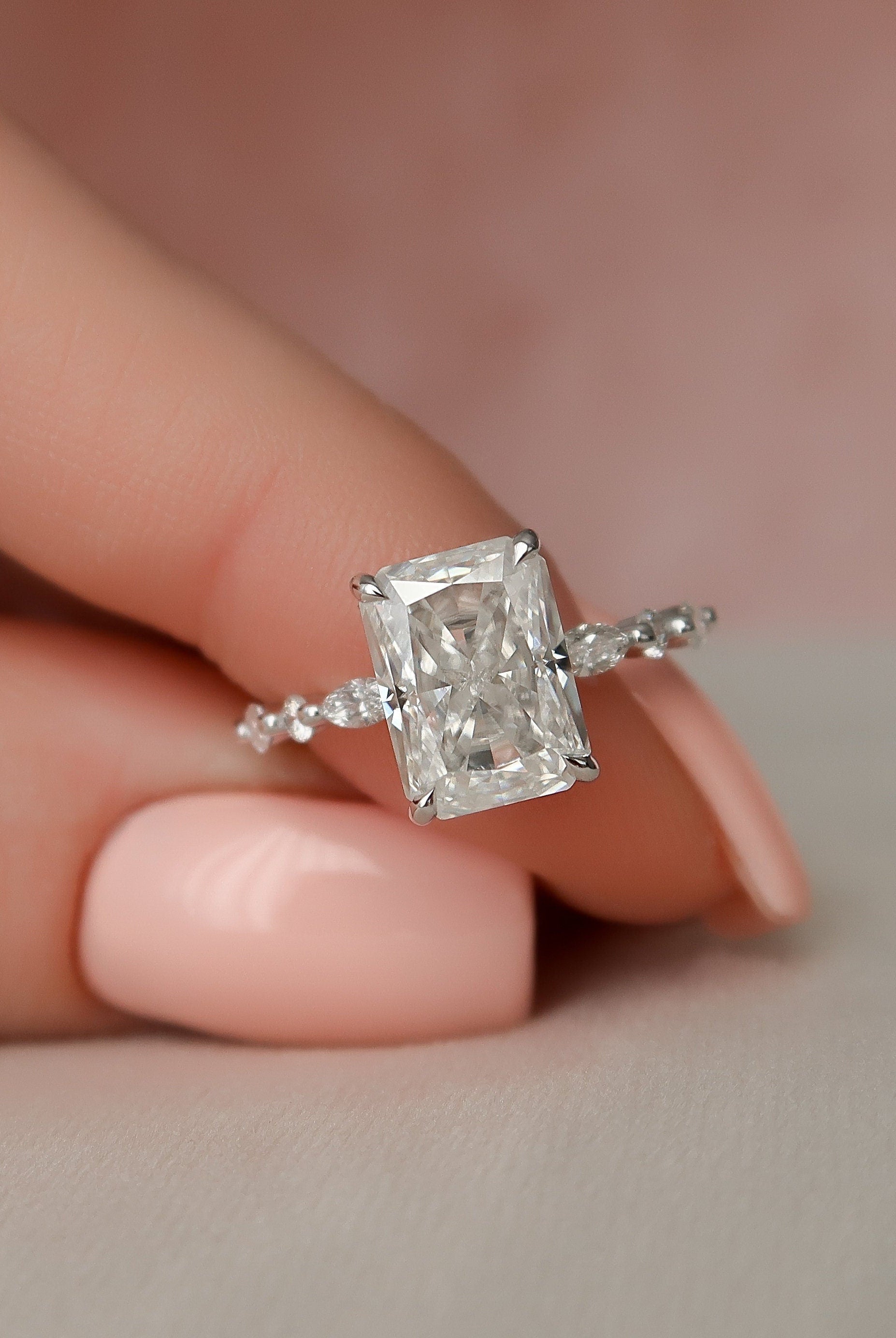 Radiant Moissanite Engagement Ring