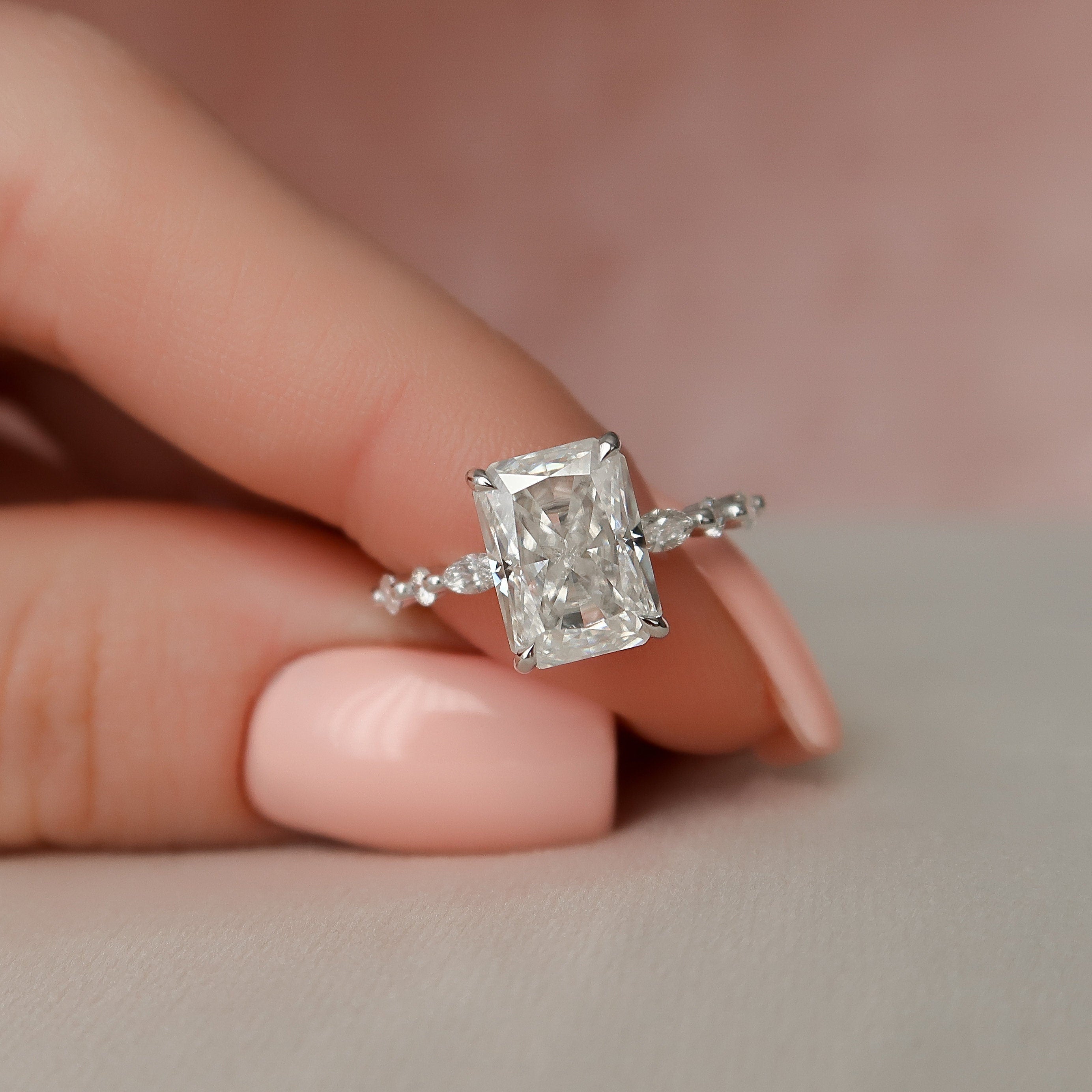 Radiant Moissanite Engagement Ring