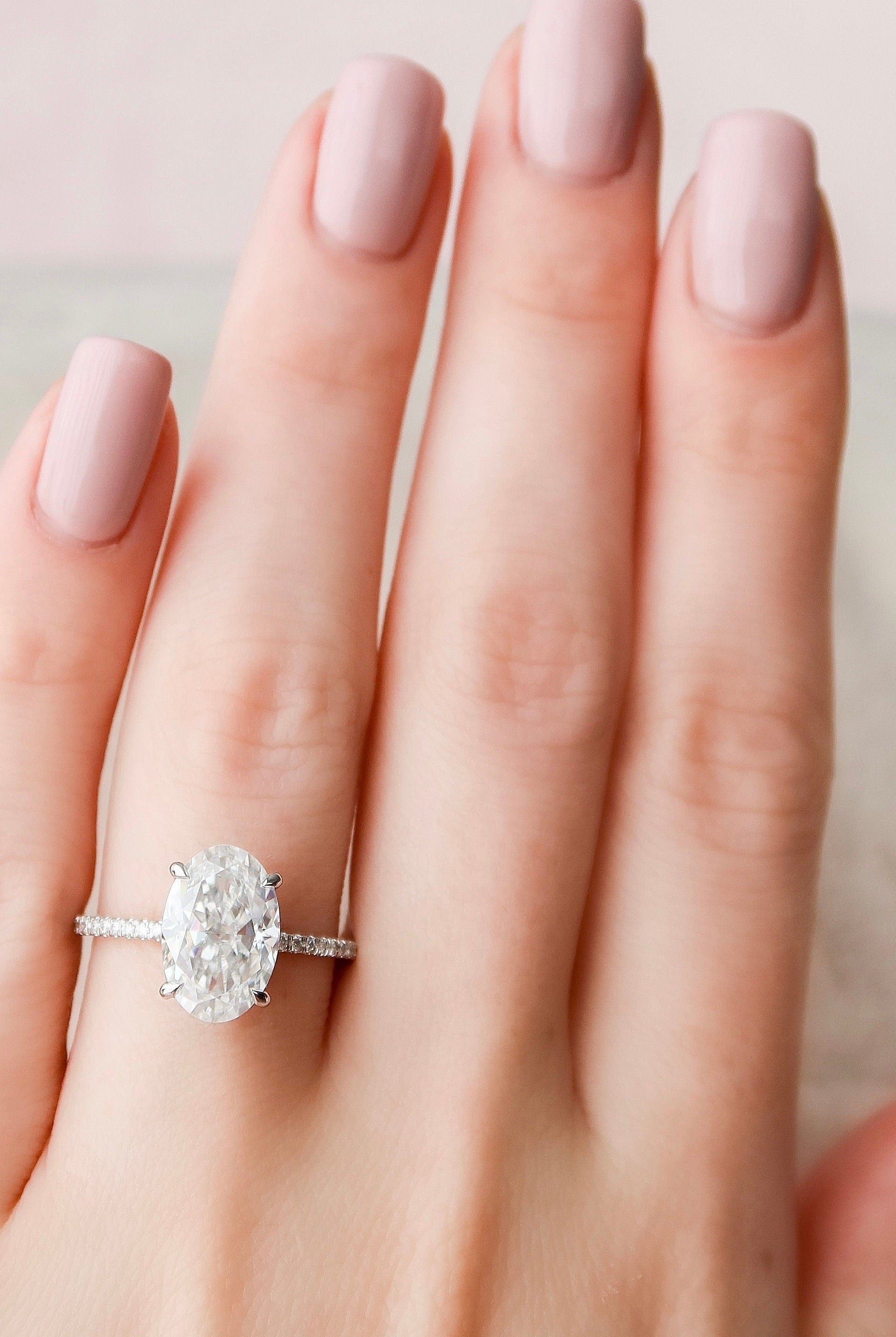 3.5 Carat Oval Moissanite Engagement Ring