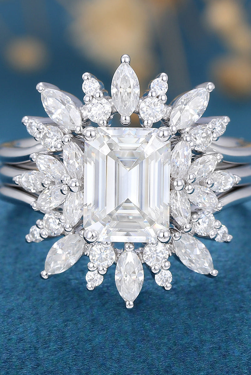 emerald-shaped-moissanite-cluster-bridal-set-7